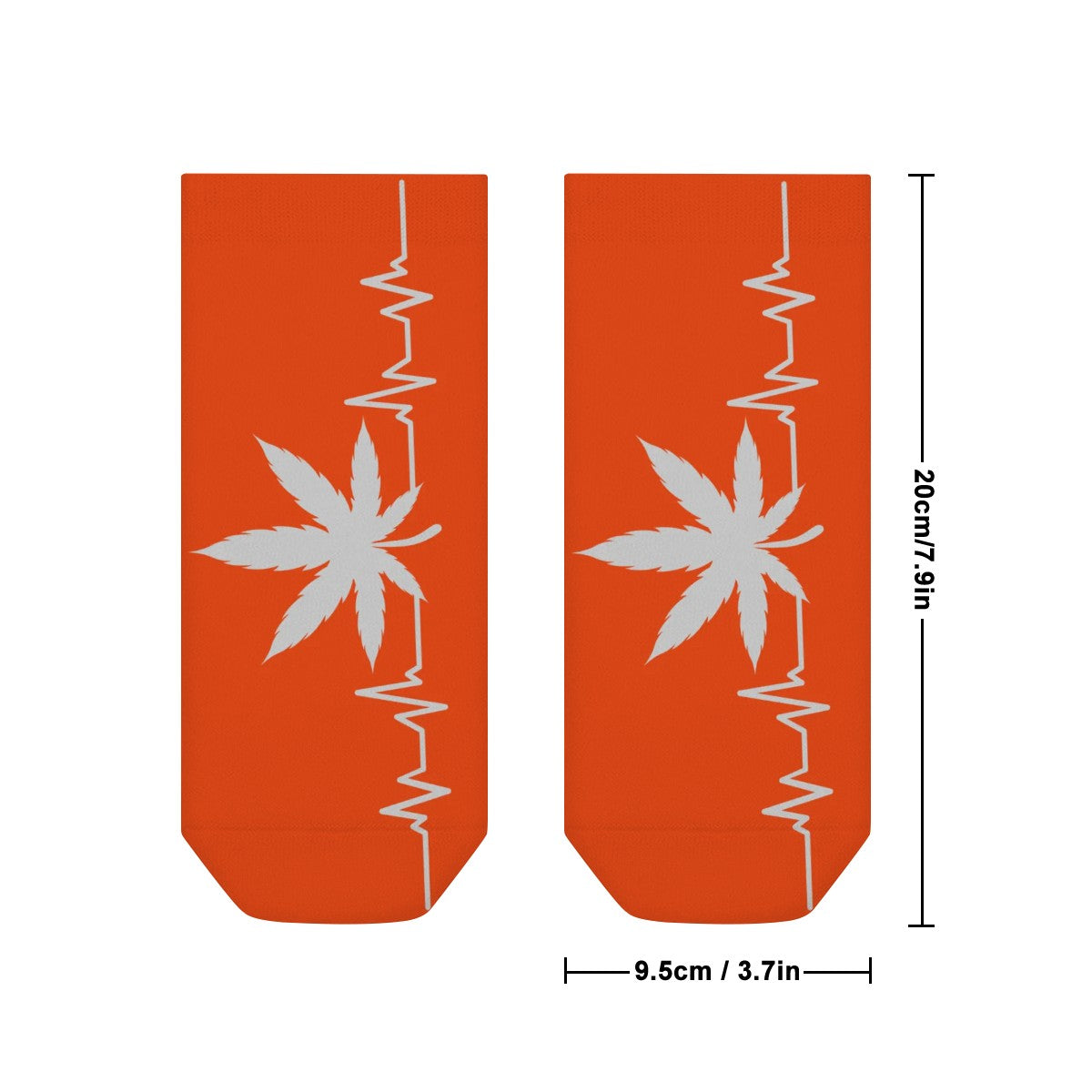 Ankle Socks Orange and White My Heart Beats
