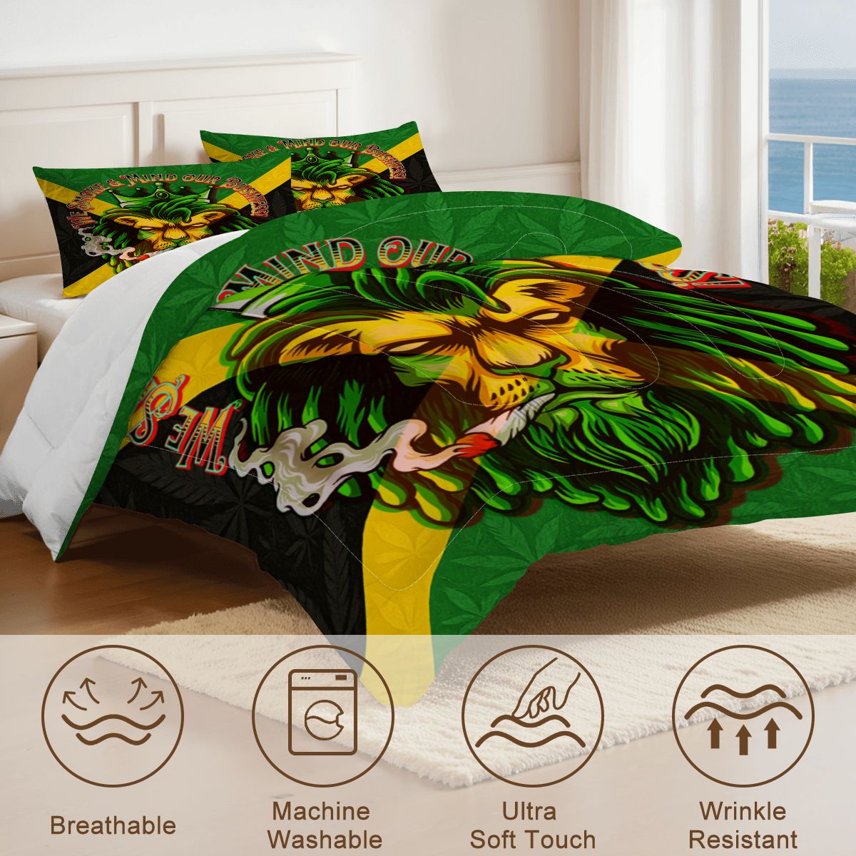 Jamaican We Mind Our Business King Comforter Set