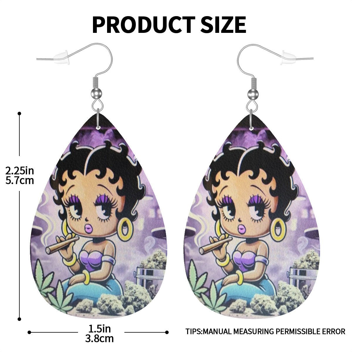 Betty Boo Leather Teardrop Earrings