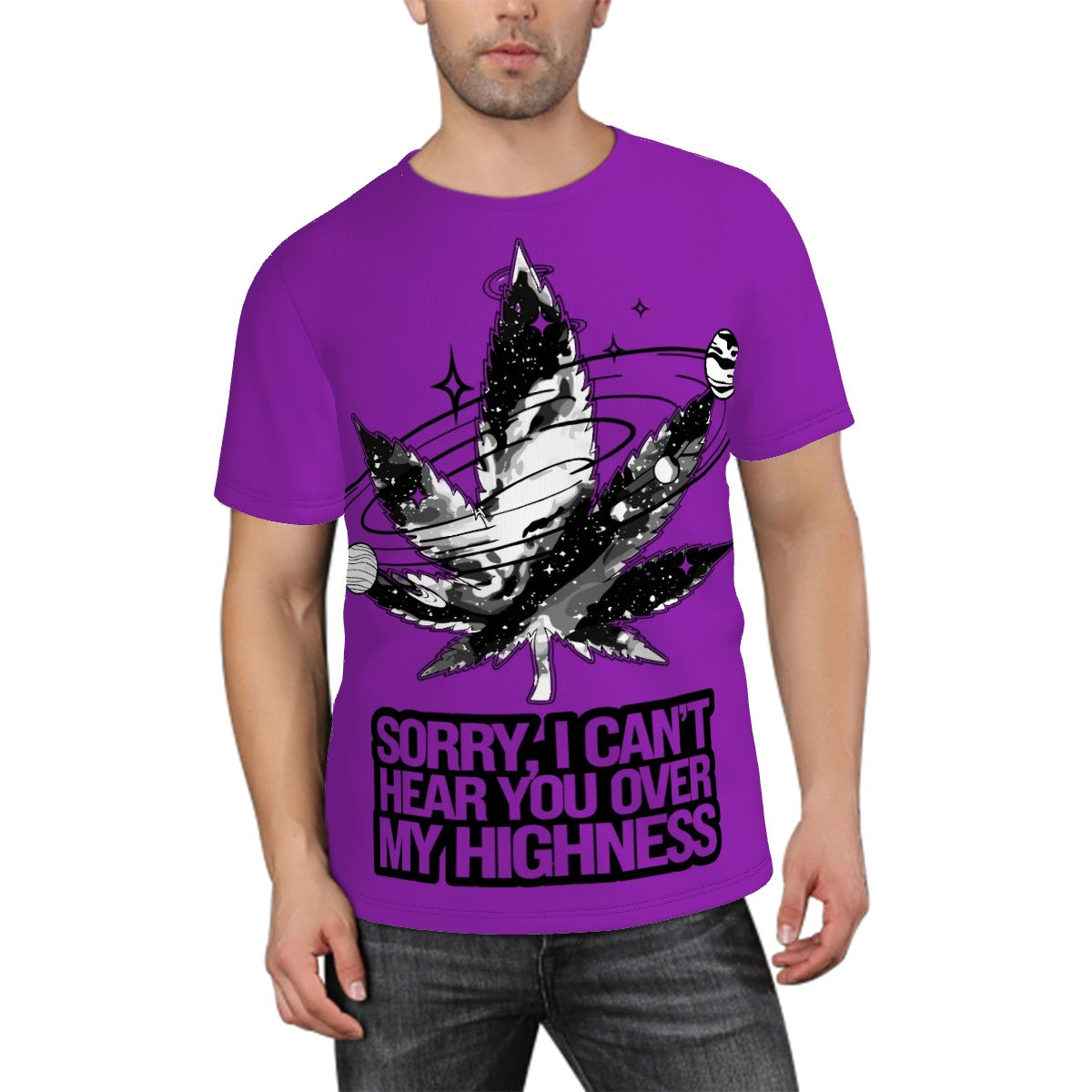 Men's Short Sleeve T Shirt Purple Sorry I Can't Hear you