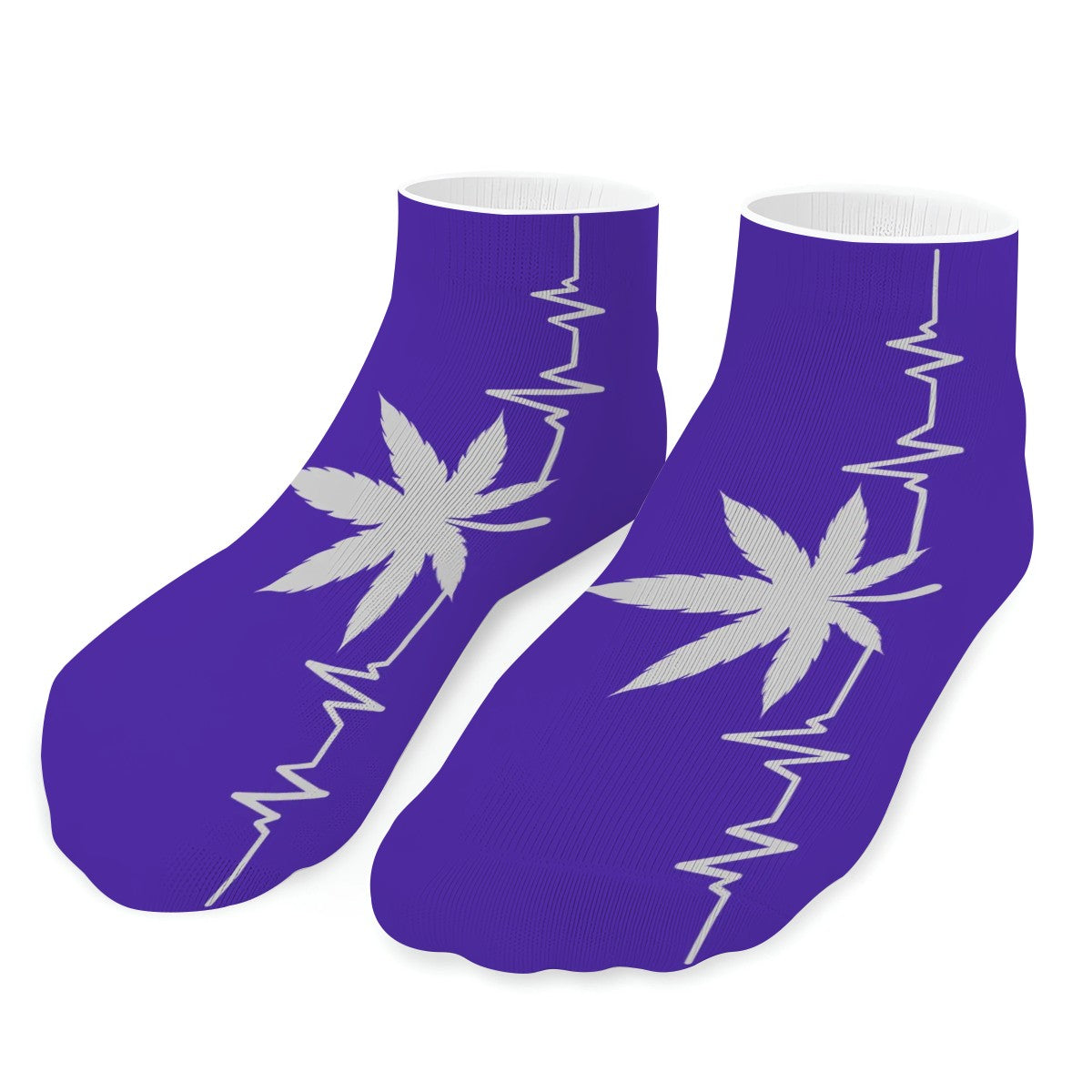 Ankle Socks Purple and White My Heart Beats