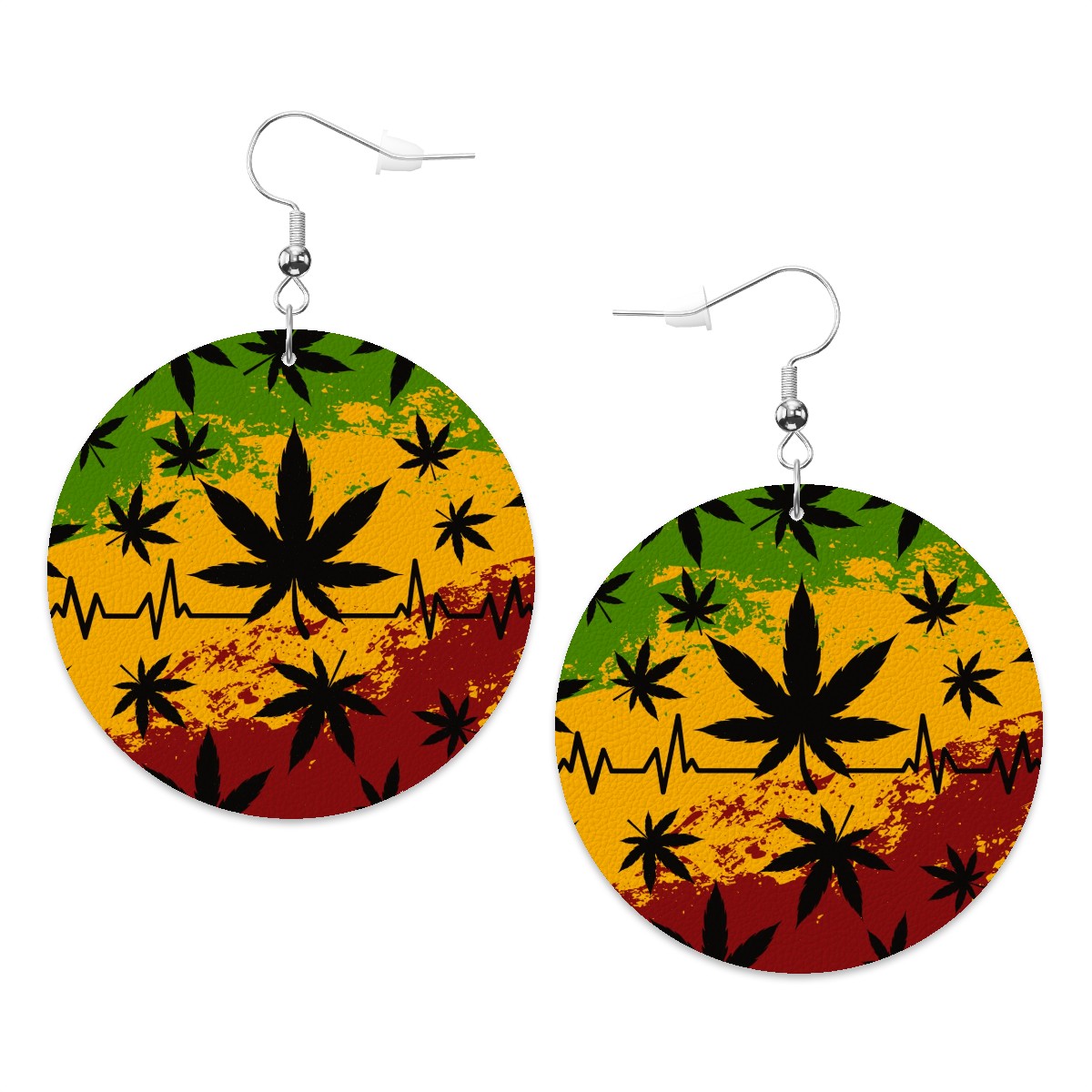 Leather Round Earrings marijuana