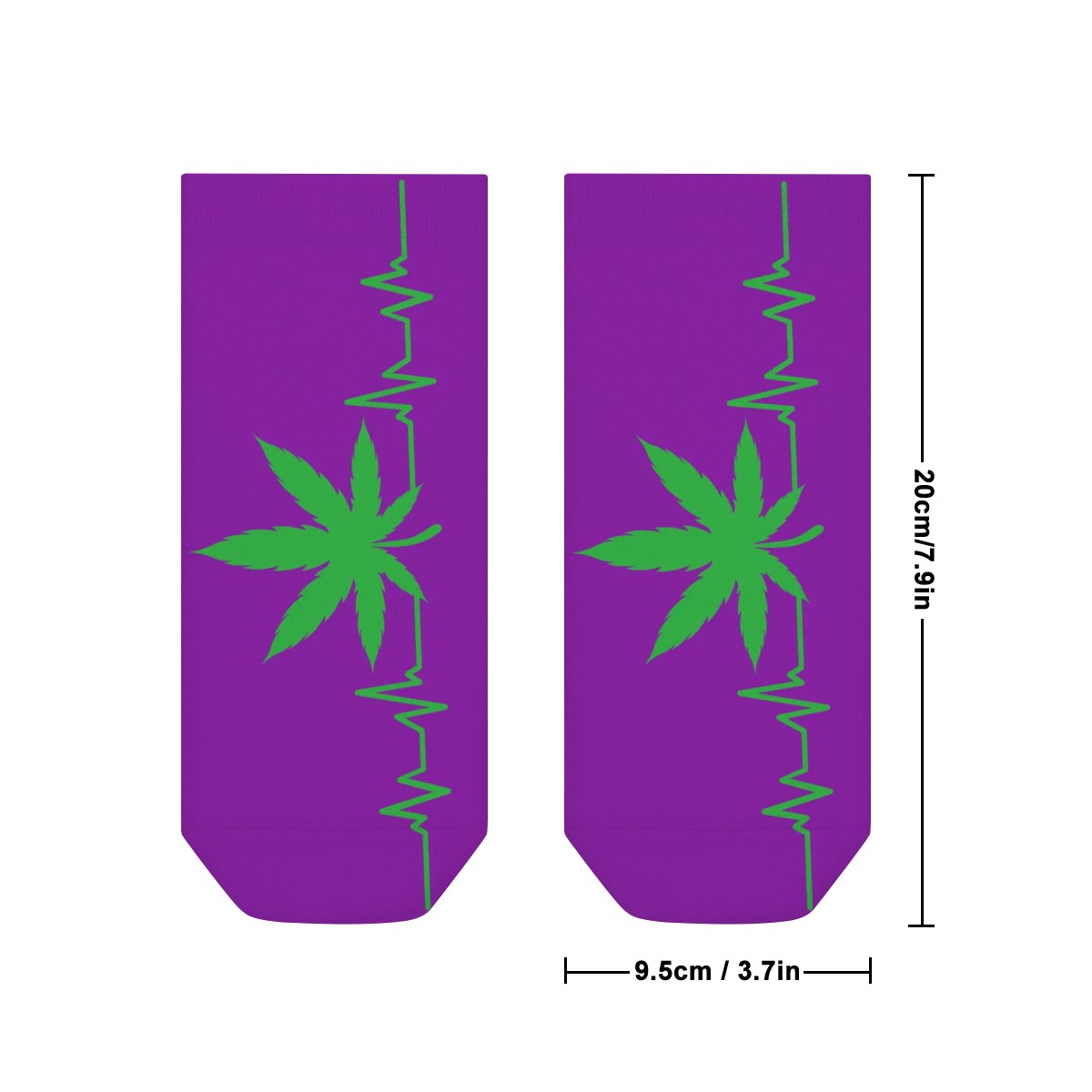 Ankle Socks My Heart Beat Purple and Green