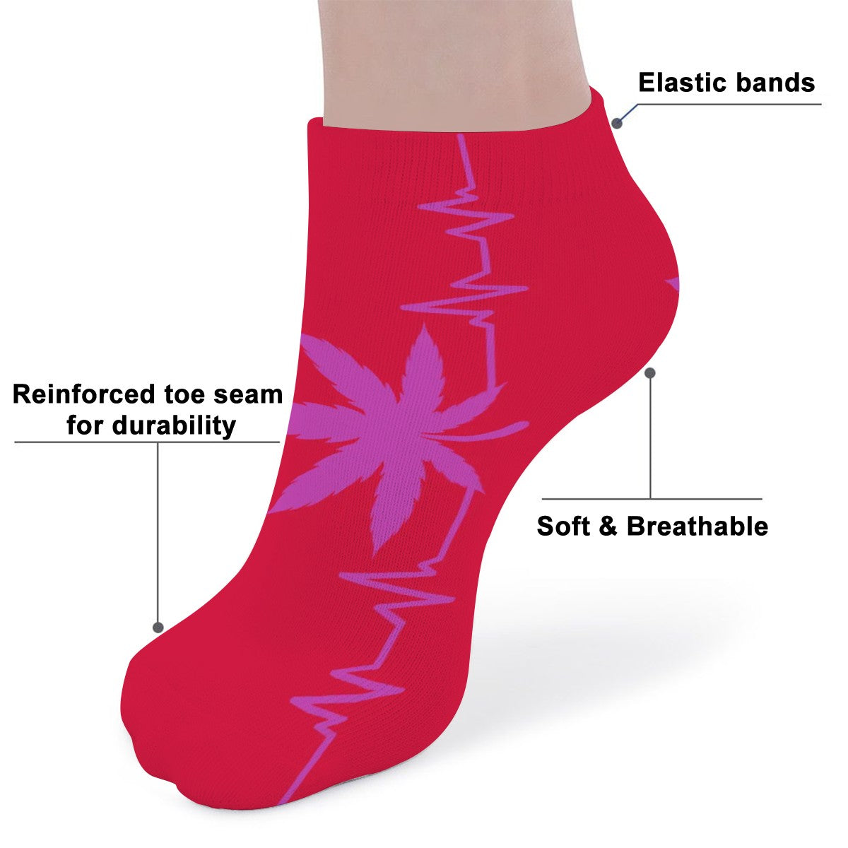 Ankle Socks Red and Purple My heart Beat