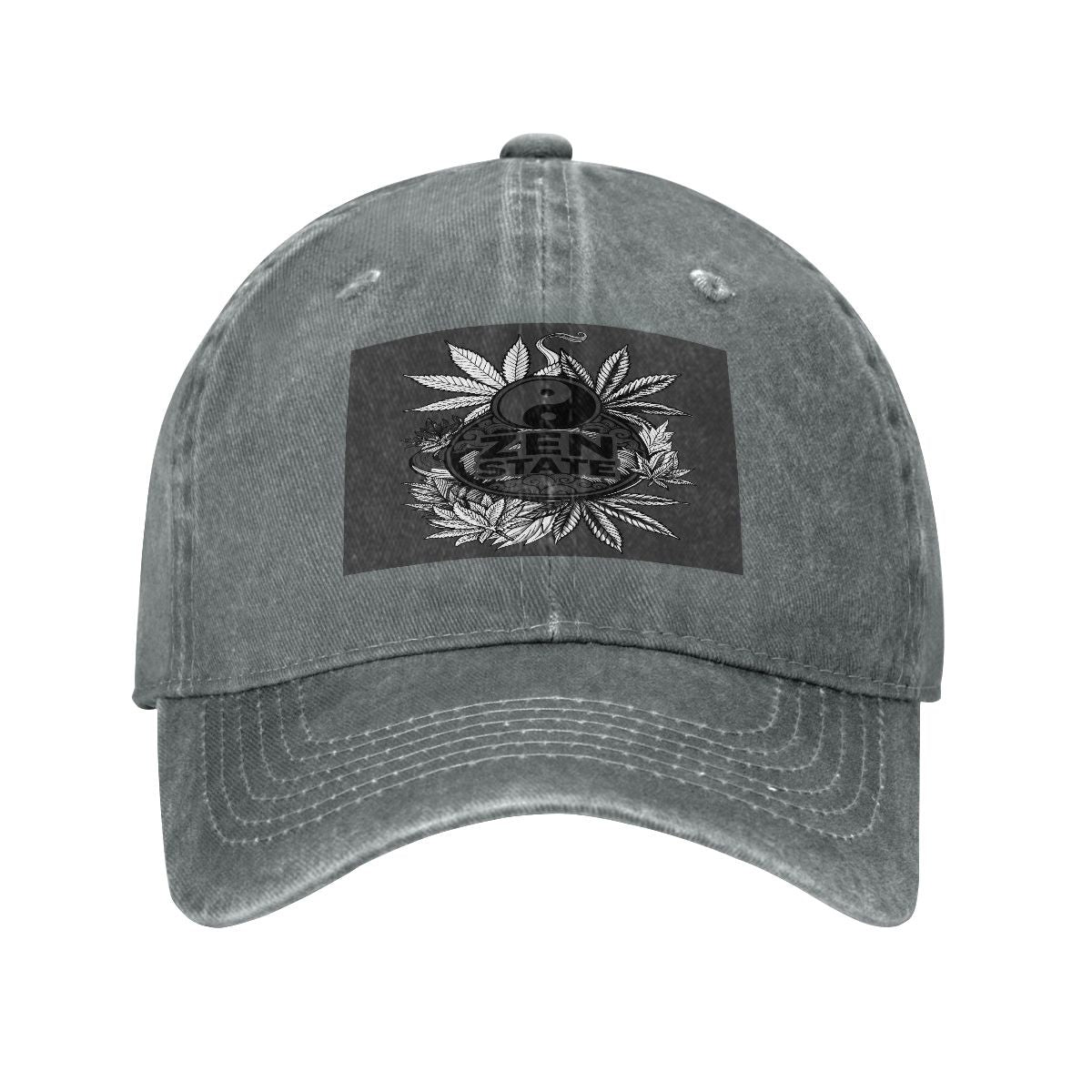 Black Zen Unisex Washed Denim Baseball Cap