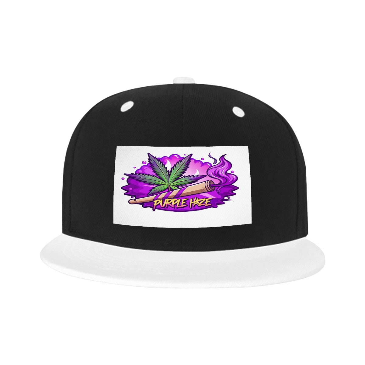 Purple Haze White Flat Bill Hats Hip Hop Style Front Pattern