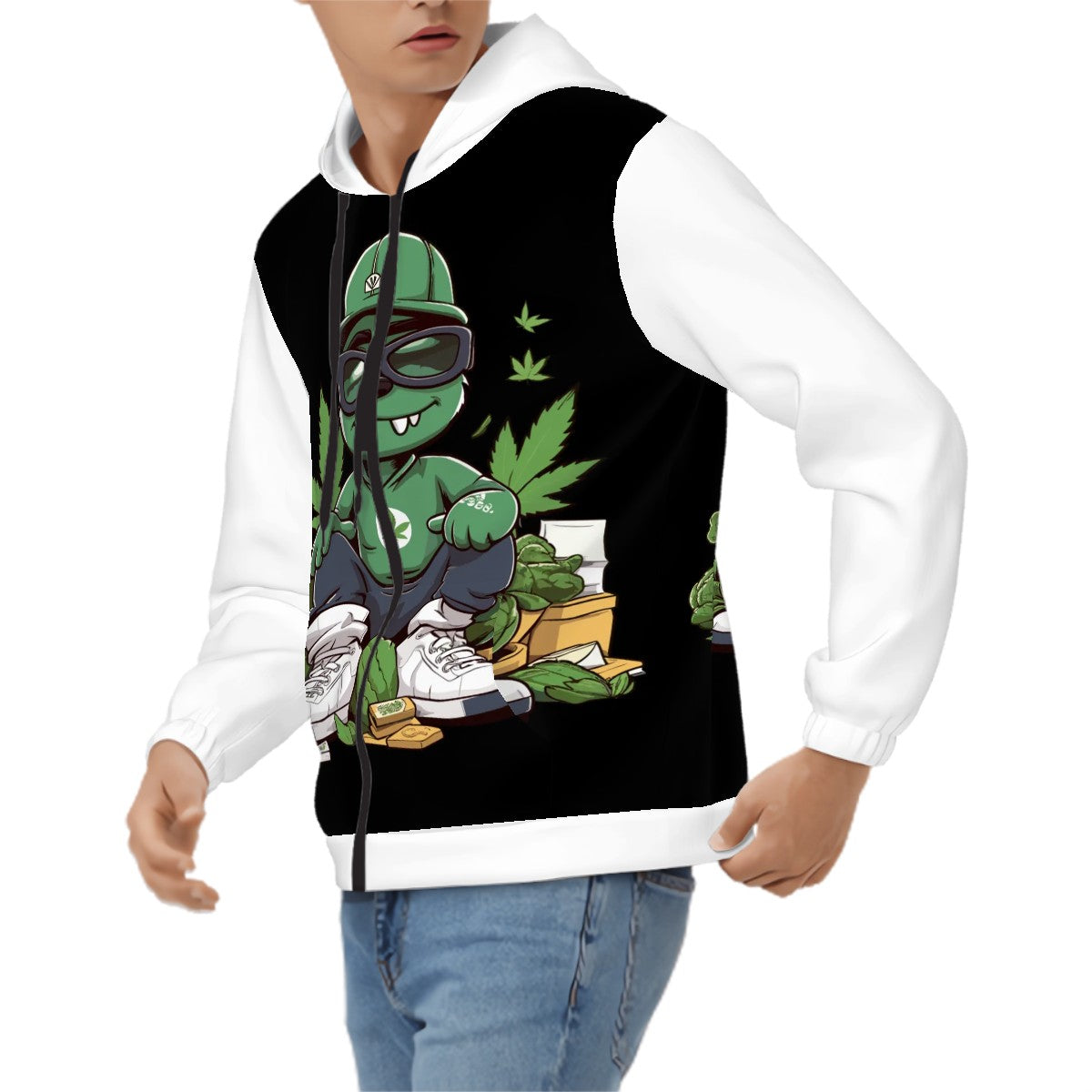 Men's Zip Up Hoodie Black and White