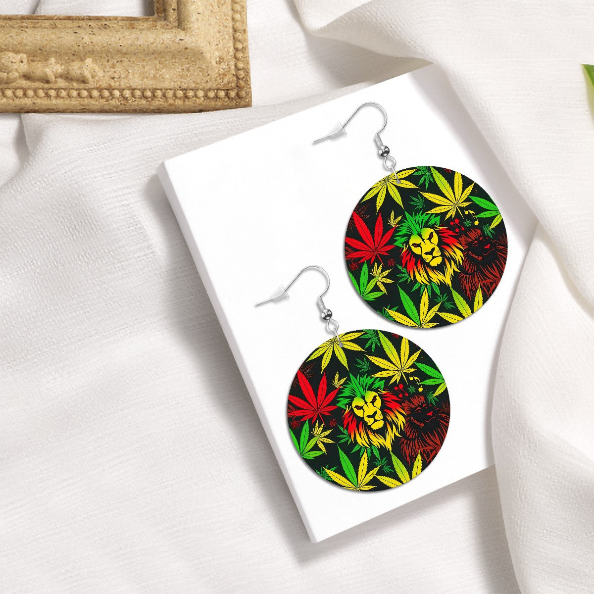 Leather Round Earrings 1 Loin of Zion