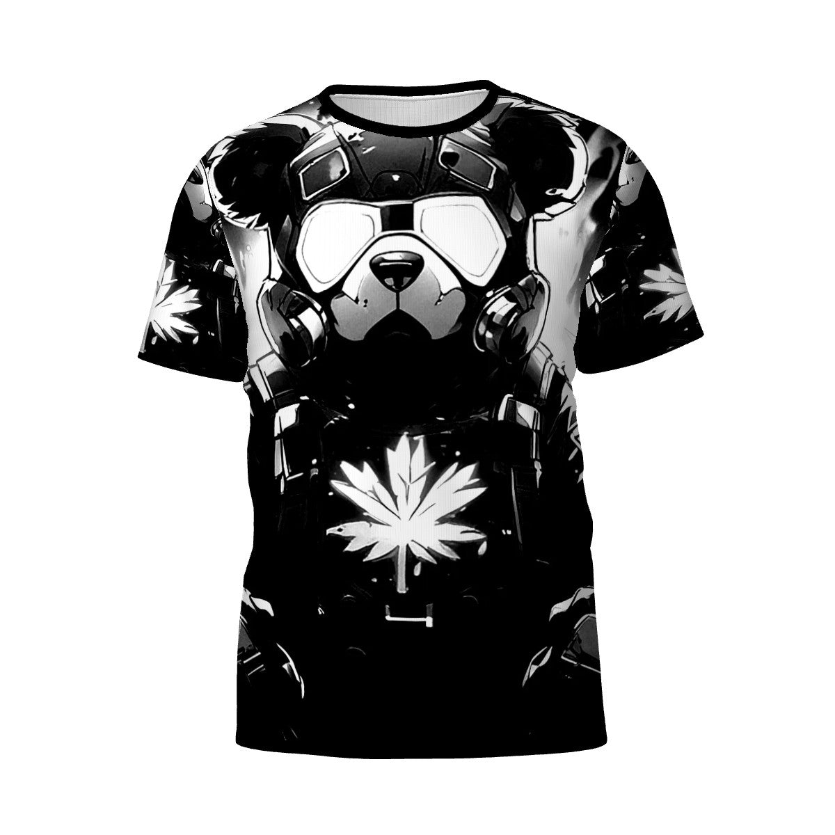 Men's Short Sleeve T Shirt Black and White Bear