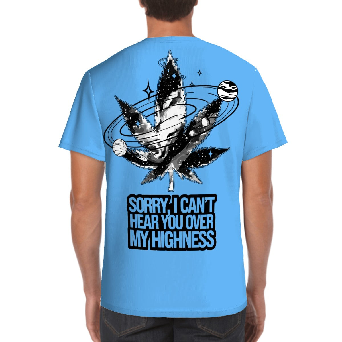 Men's Short Sleeve T Shirt Sorry I can Hear Light Blue
