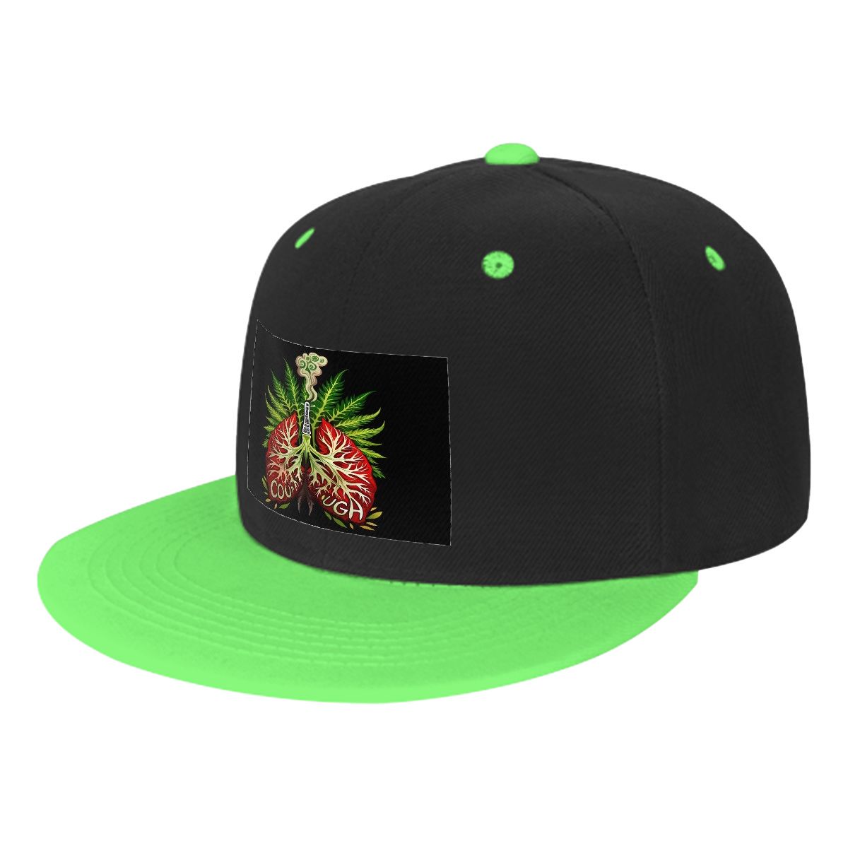 My Lungs Black Flat Bill Hats Hip Hop Style Front Pattern