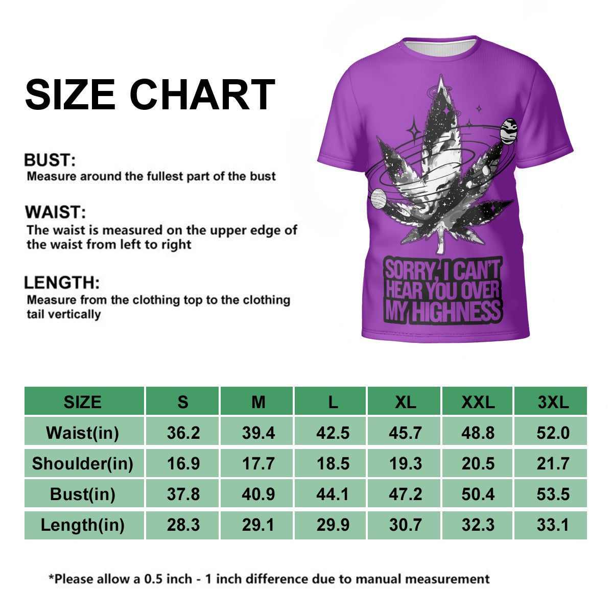 Men's Short Sleeve T Shirt Purple Sorry I Can't Hear you