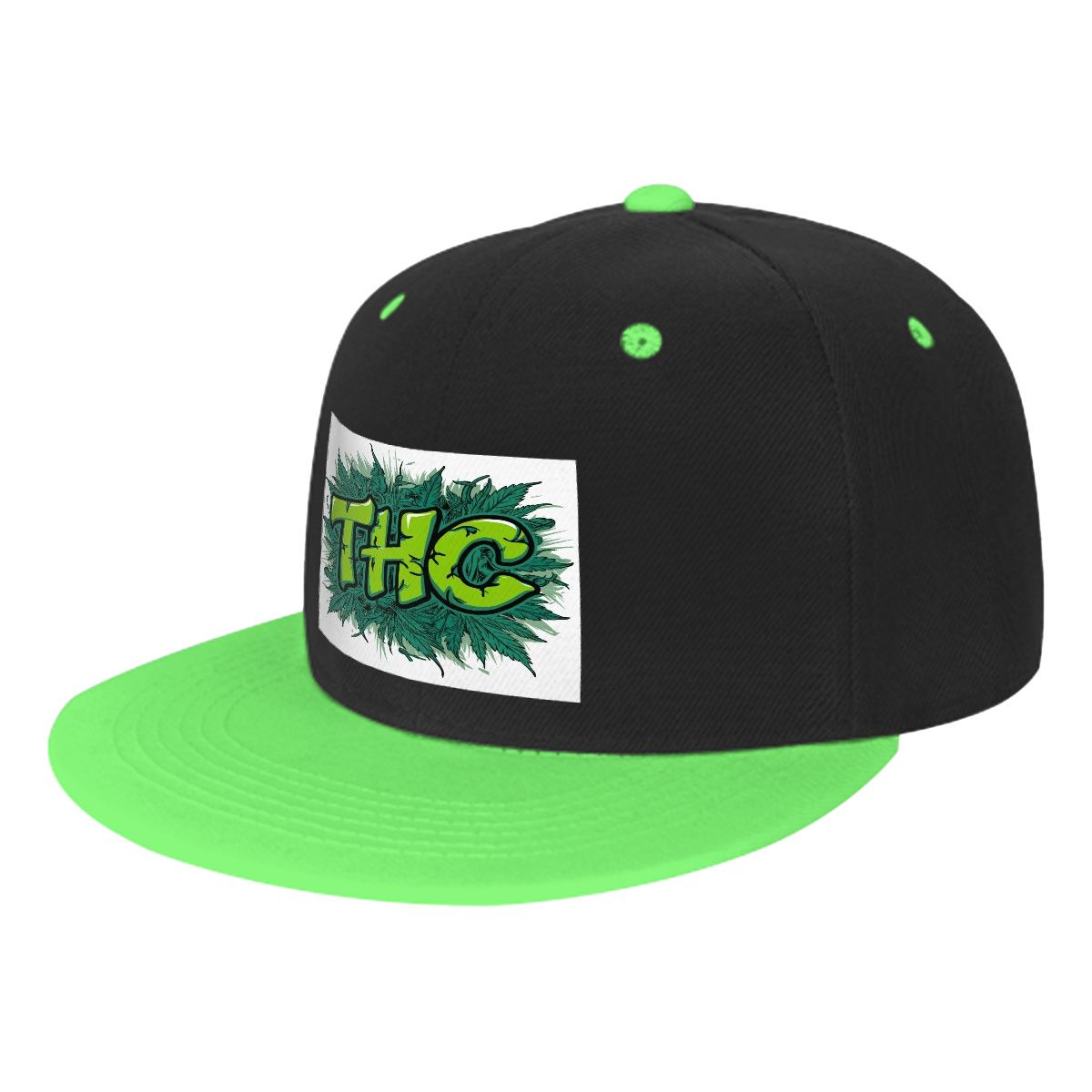 THC Flat Bill Hats Hip Hop Style Front Pattern