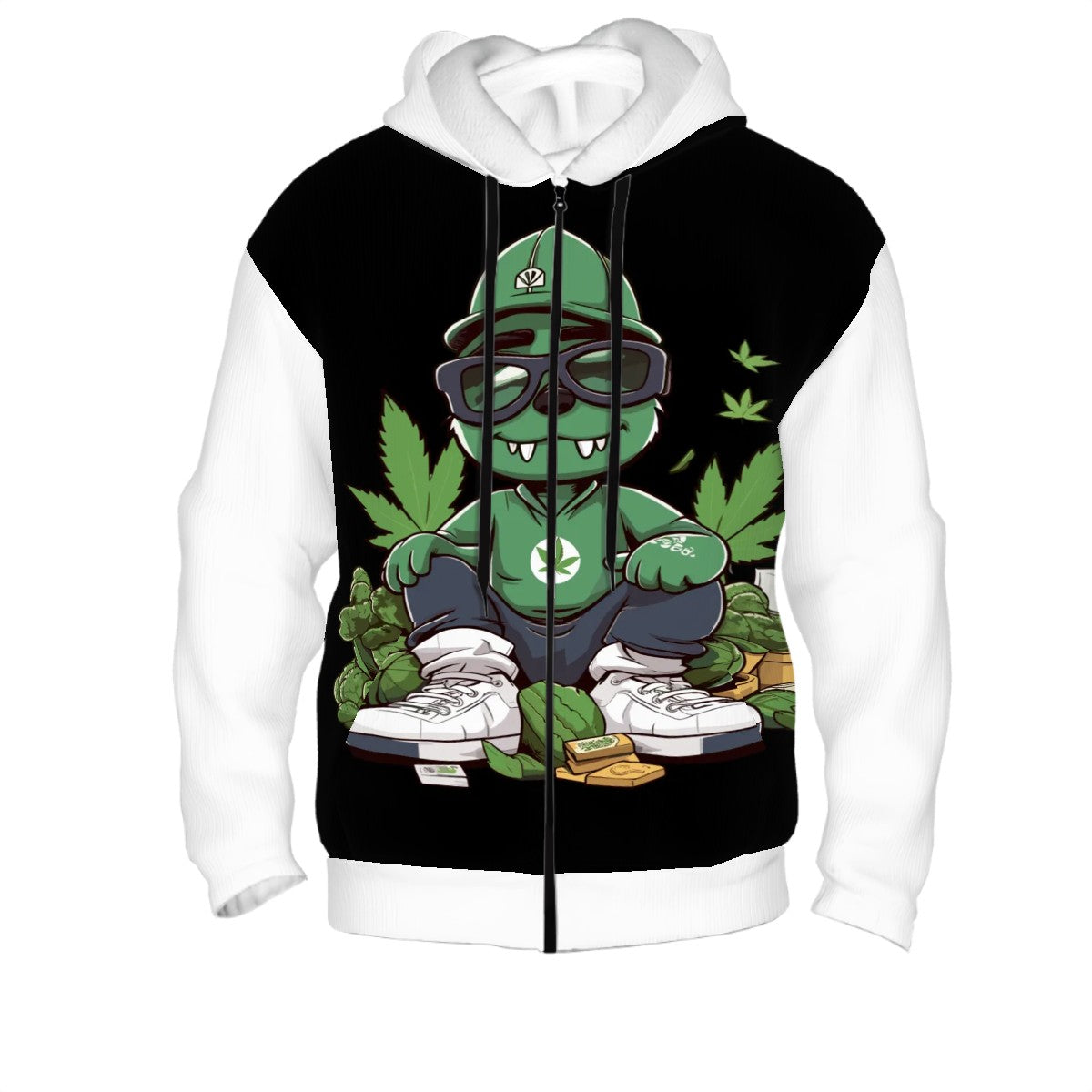 Men's Zip Up Hoodie Black and White