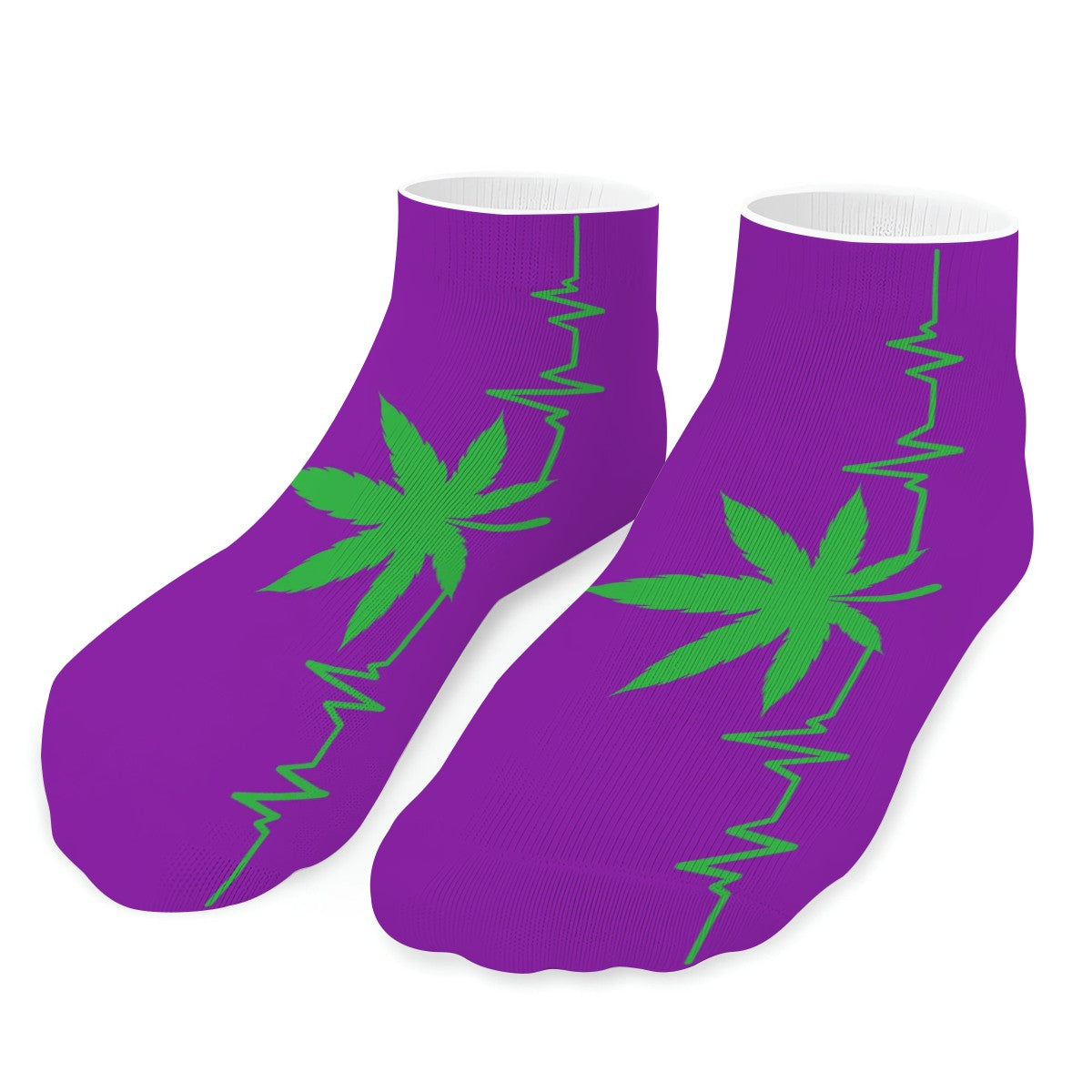 Ankle Socks My Heart Beat Purple and Green