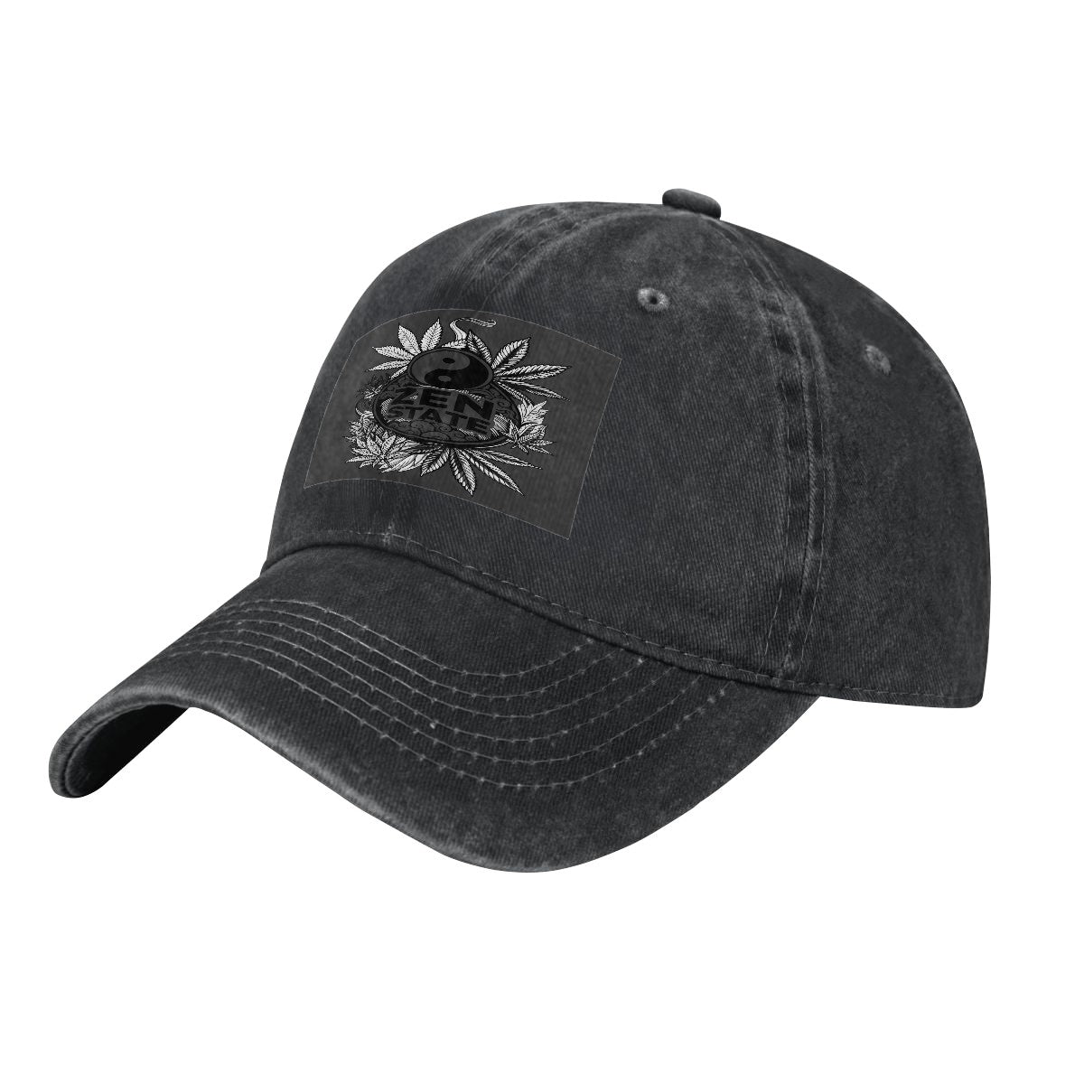 Black Zen Unisex Washed Denim Baseball Cap