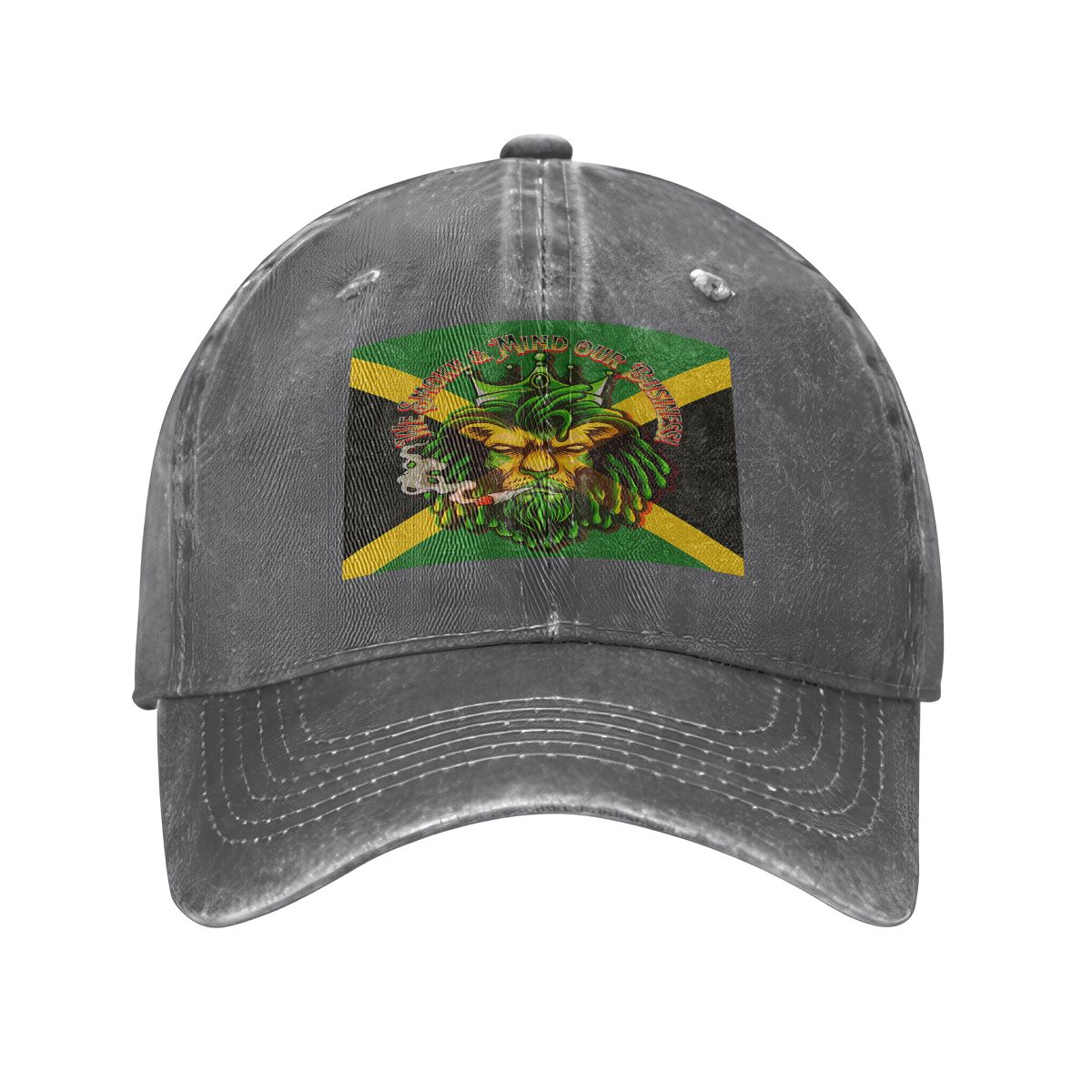 Men Jamaican I Mind My Business Unisex Washed Denim Baseball Cap