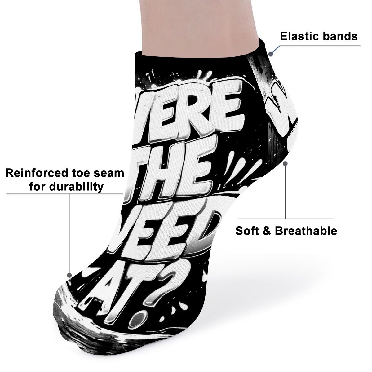 Black and White Were the Weed At Ankle Socks