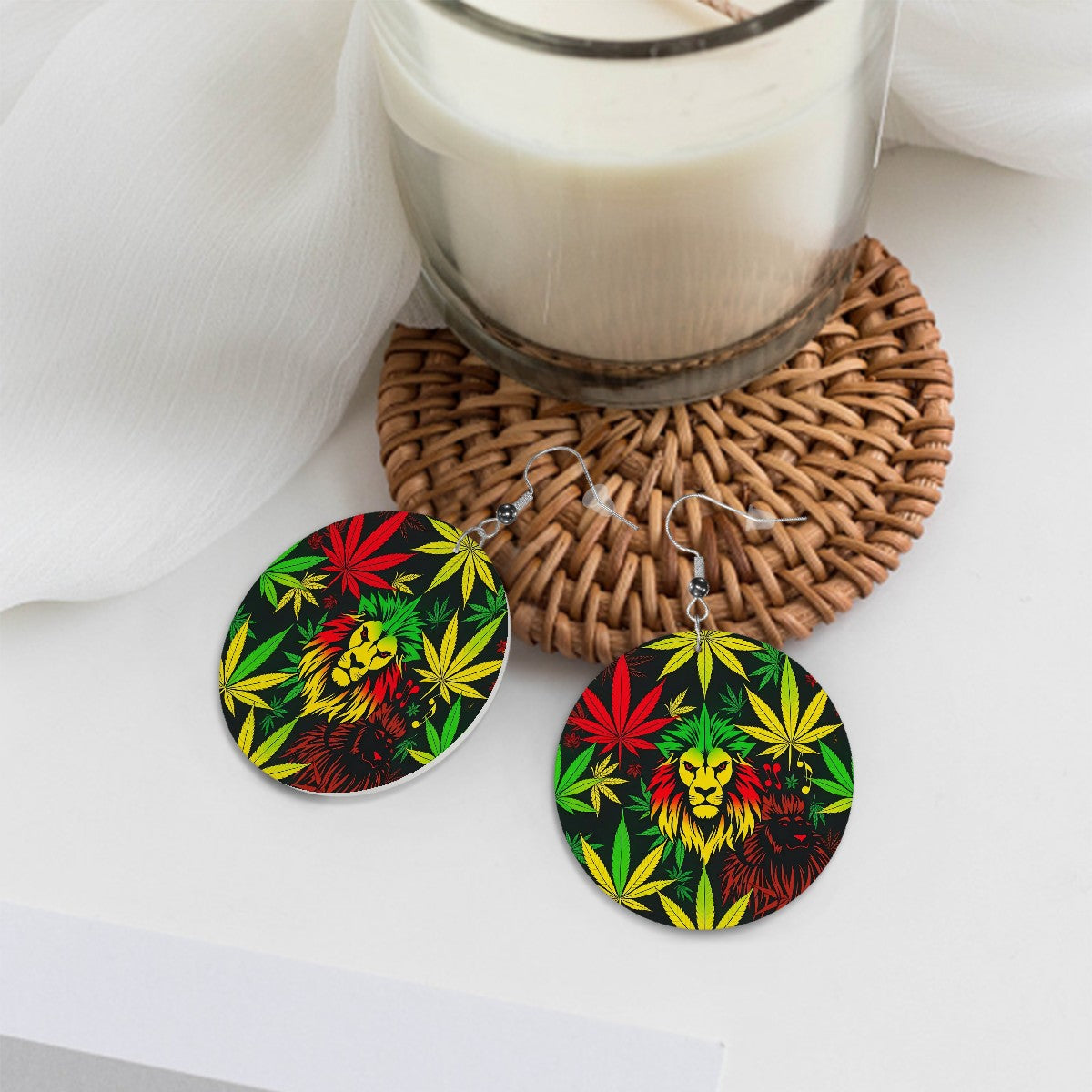 Leather Round Earrings 1 Loin of Zion
