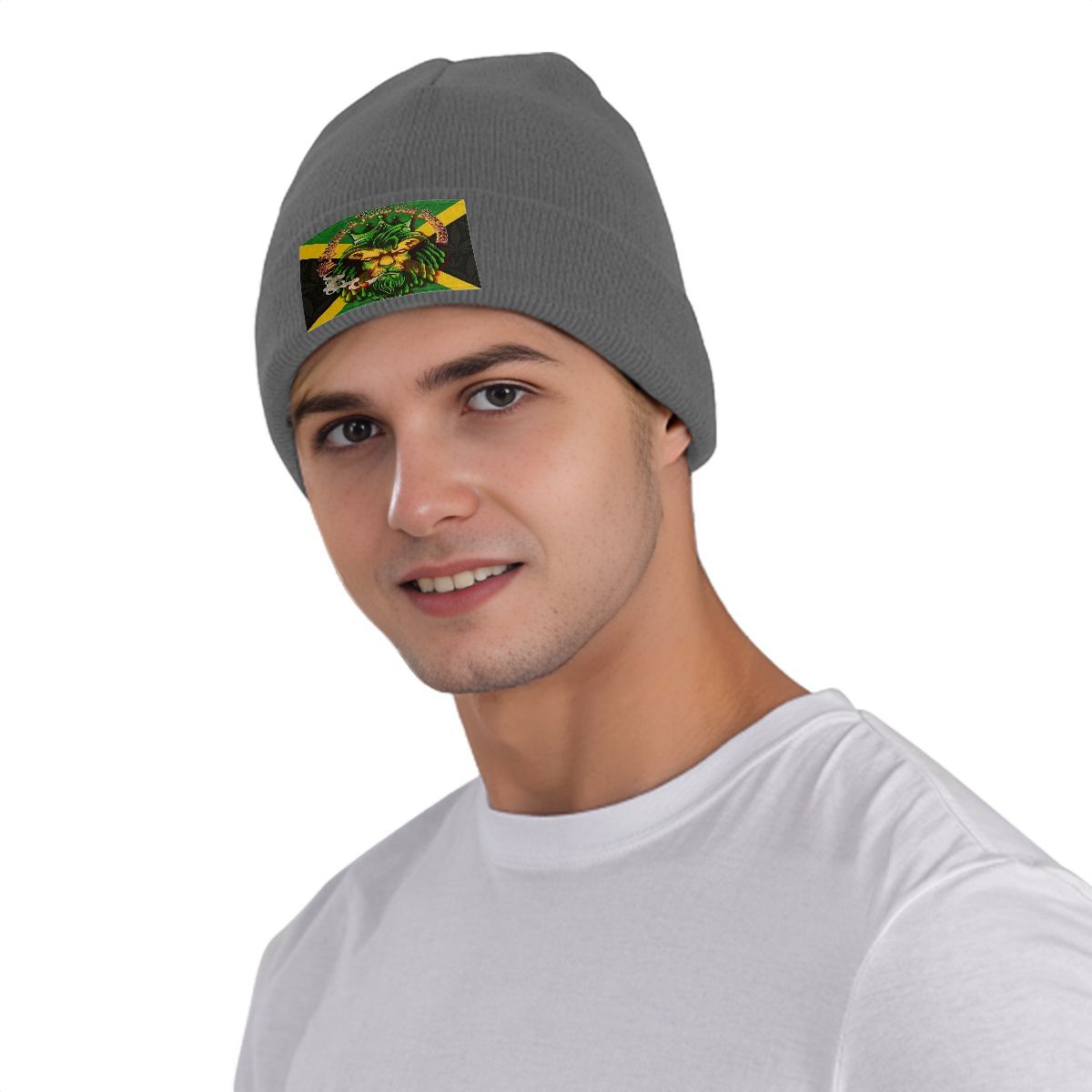 Men's Jamaican Knitted Hat with Velvet Patches