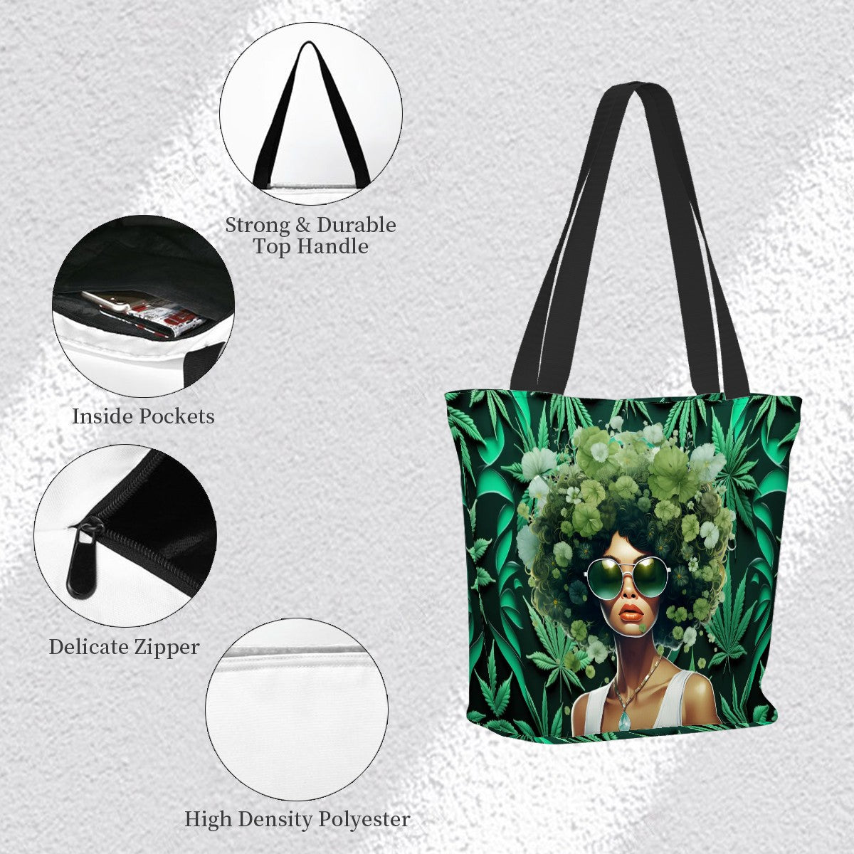 Green Canna Queen Women Shopping Bag