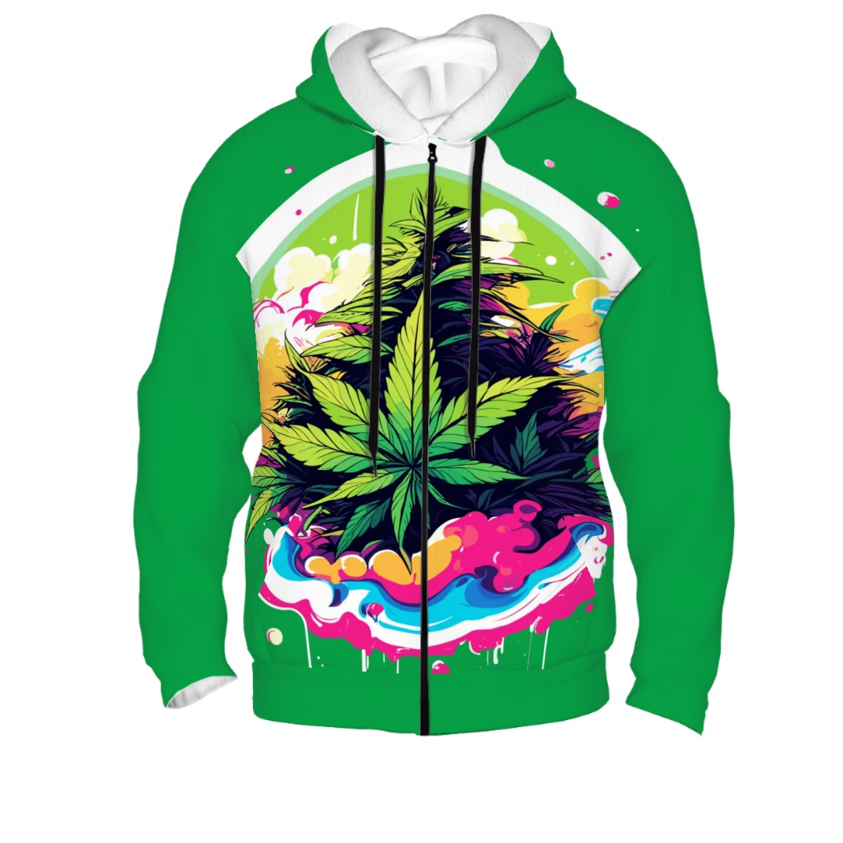 Men's Zip Up Hoodie Green