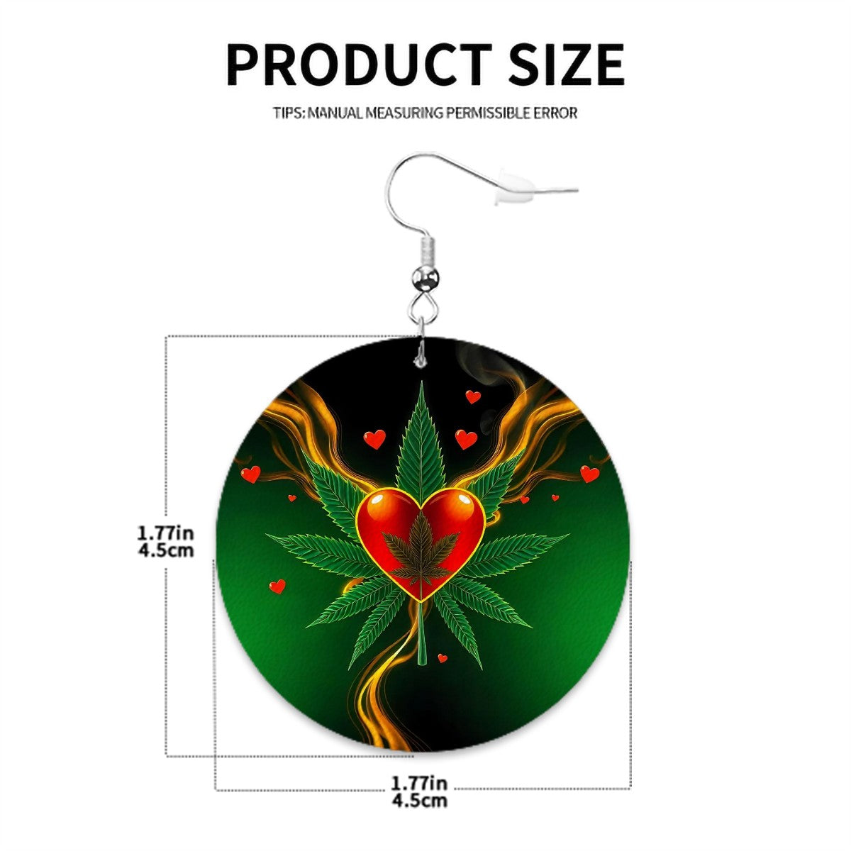 Leather Round Earrings Cannabis