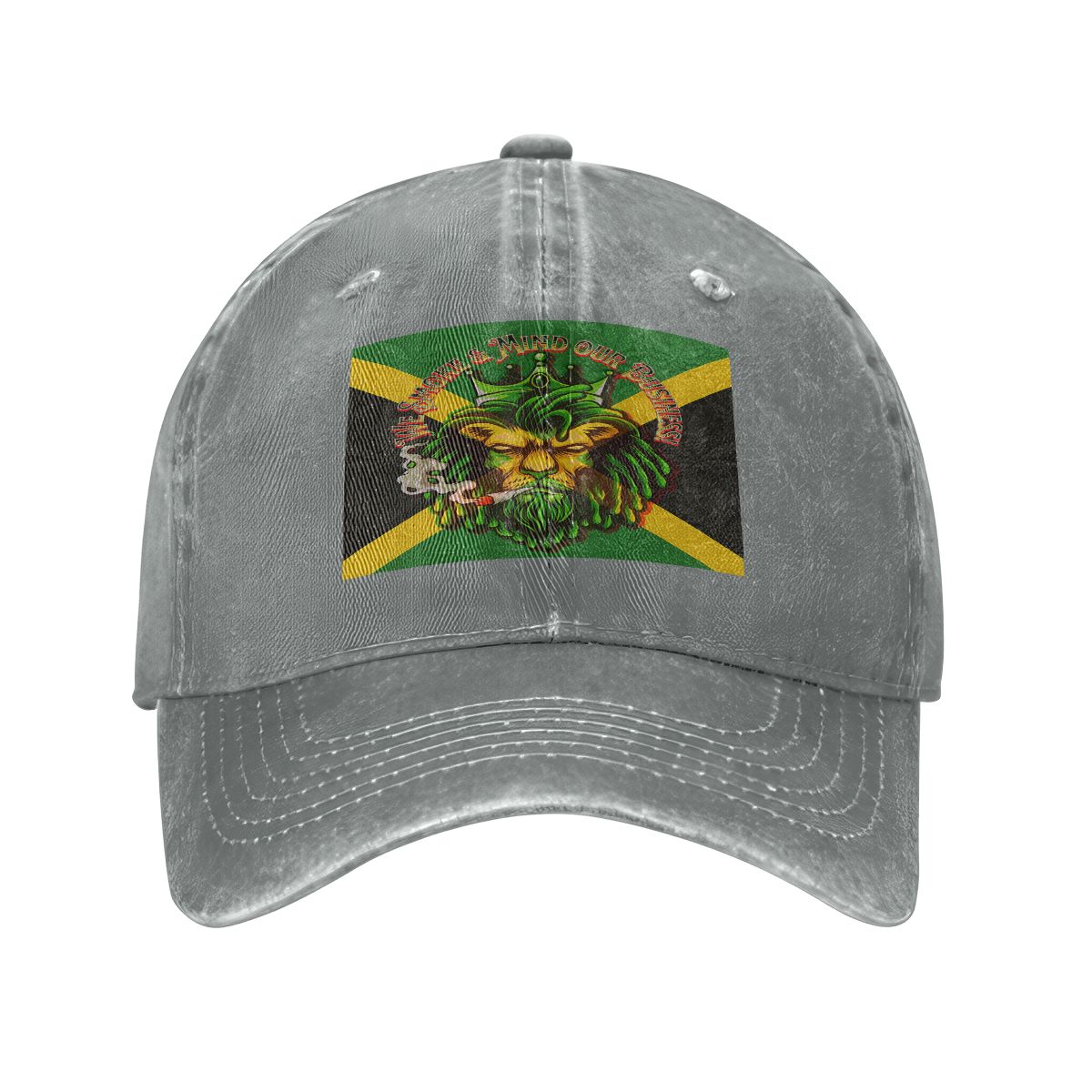 Men Jamaican I Mind My Business Unisex Washed Denim Baseball Cap