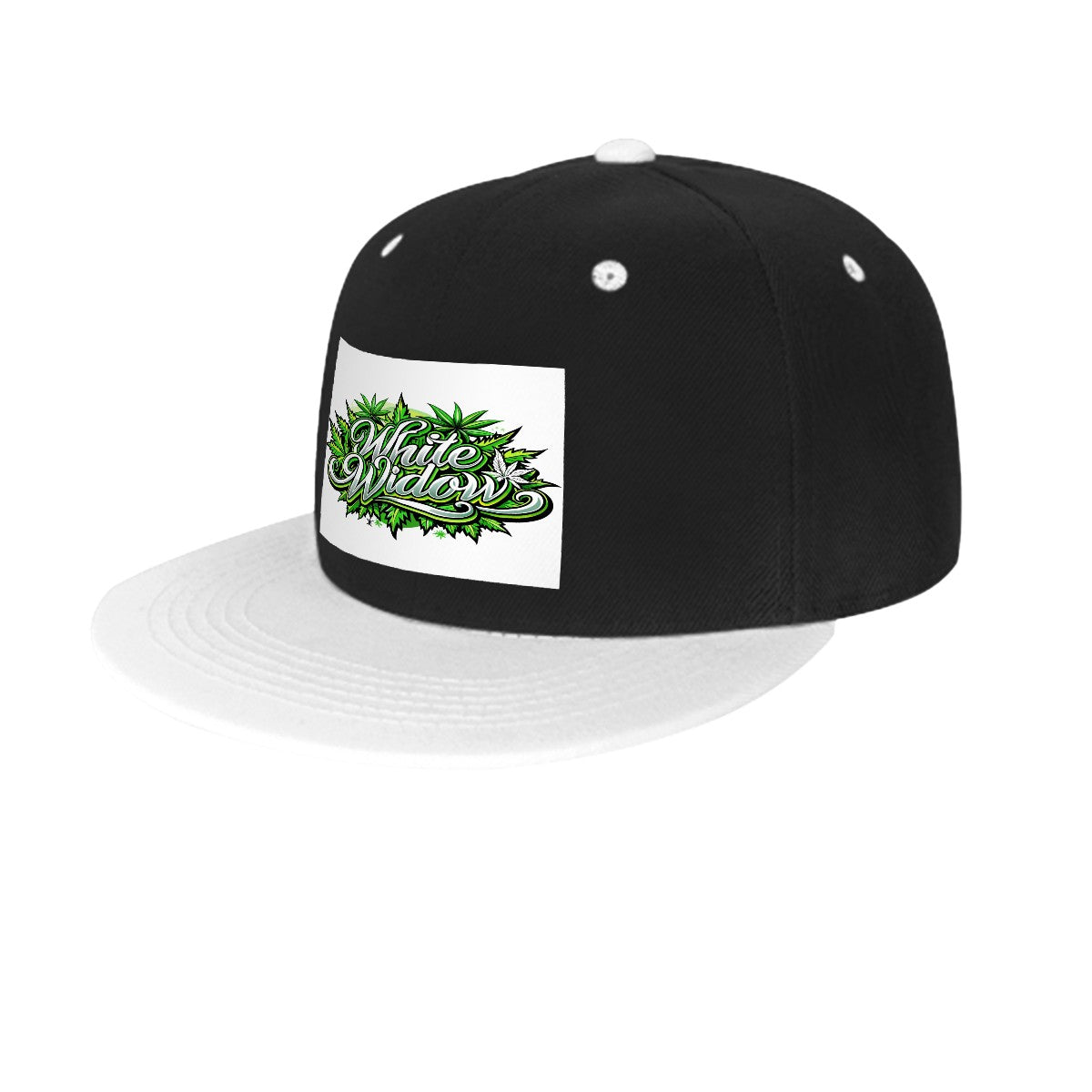 Black White Widow Flat Bill Hats Hip Hop Style Front Pattern