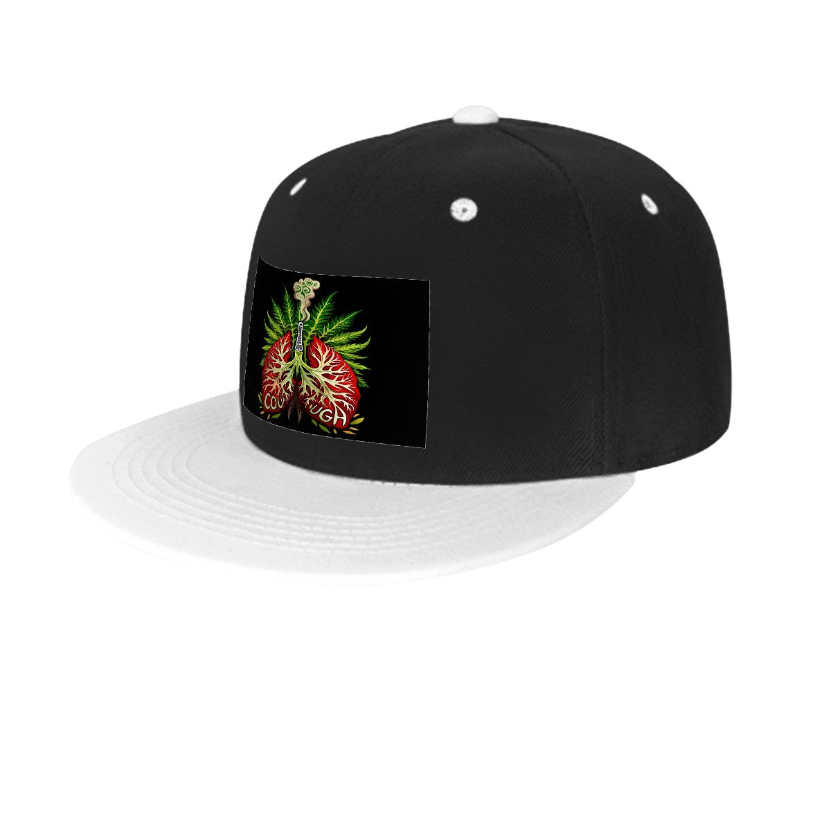 My Lungs Black Flat Bill Hats Hip Hop Style Front Pattern