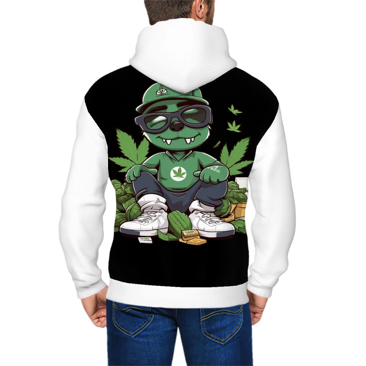 Men's Zip Up Hoodie Black and White