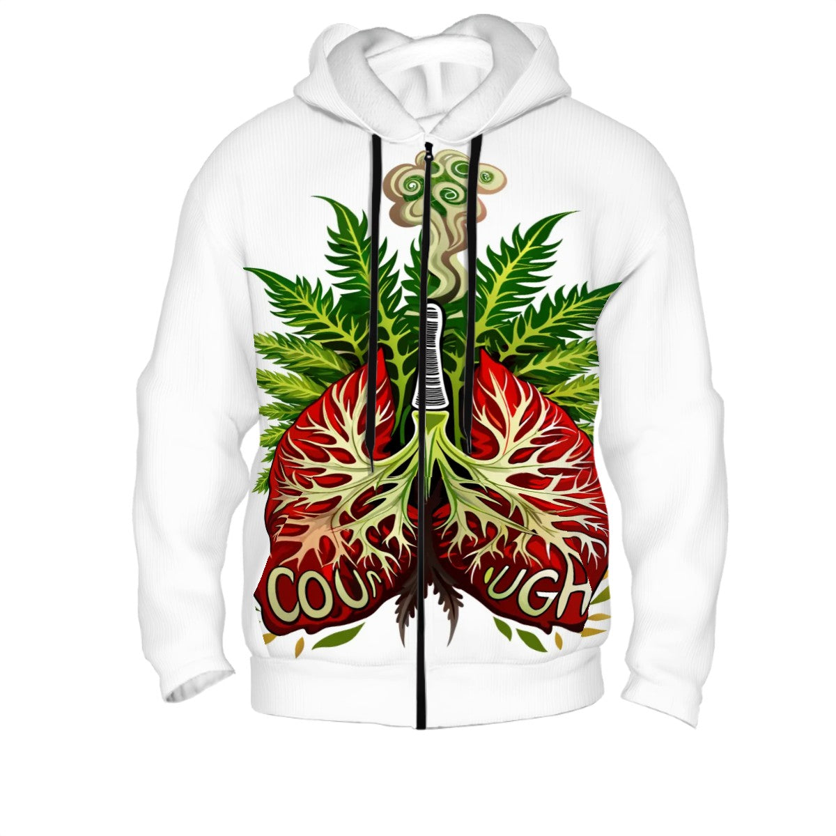 Men's Zip Up Hoodie White Lung