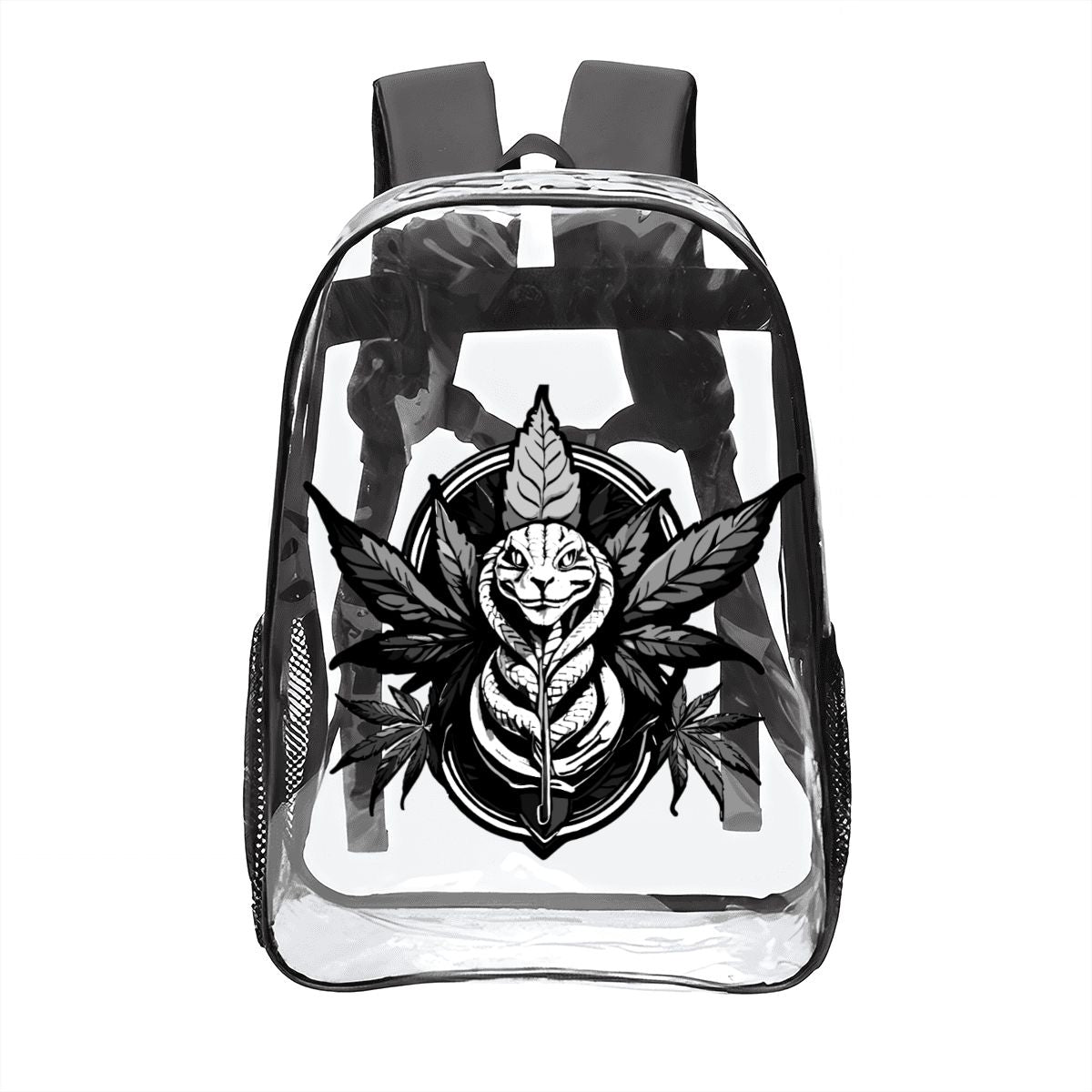 Clear Transparent Backpack – Black Snake Design