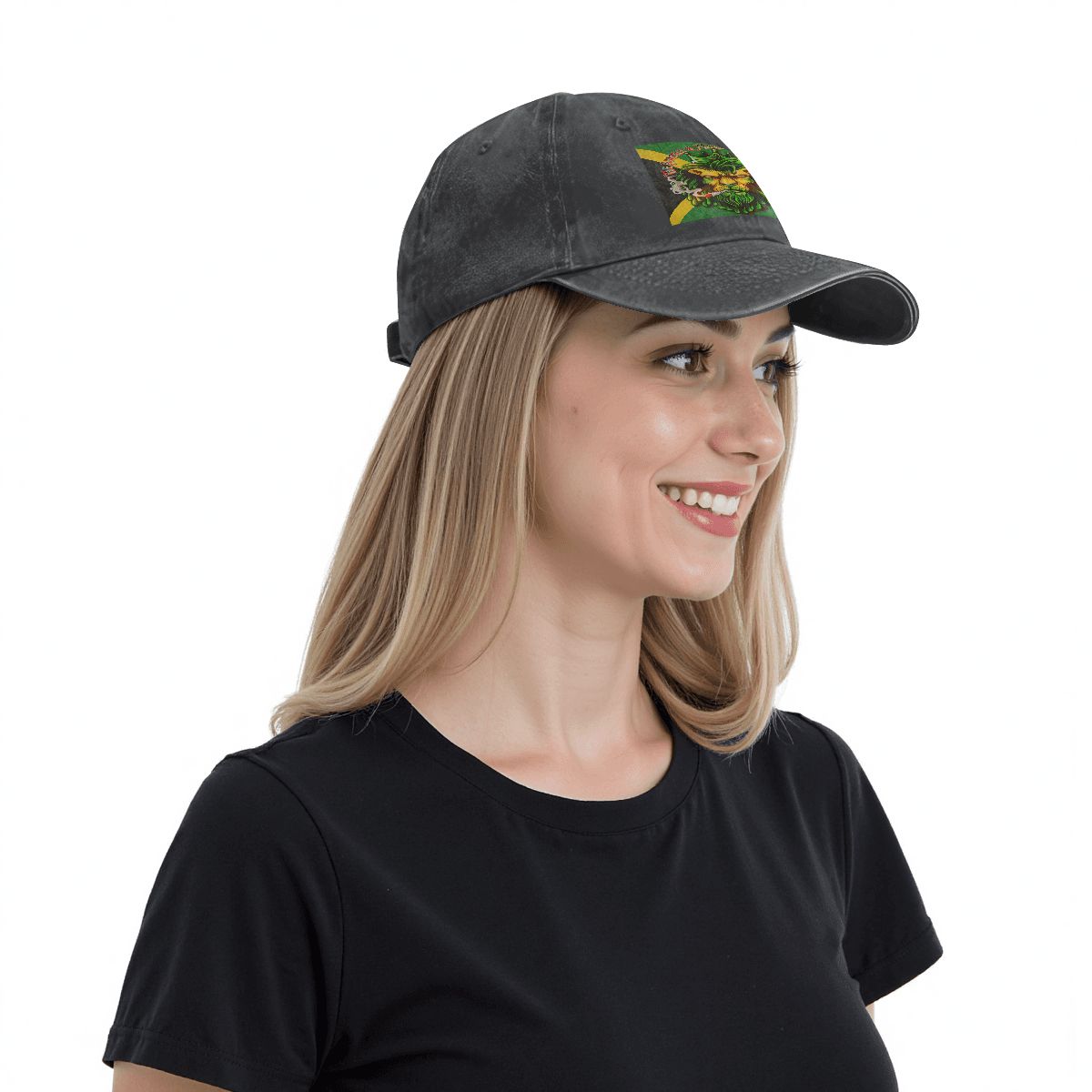 Men Jamaican I Mind My Business Unisex Washed Denim Baseball Cap