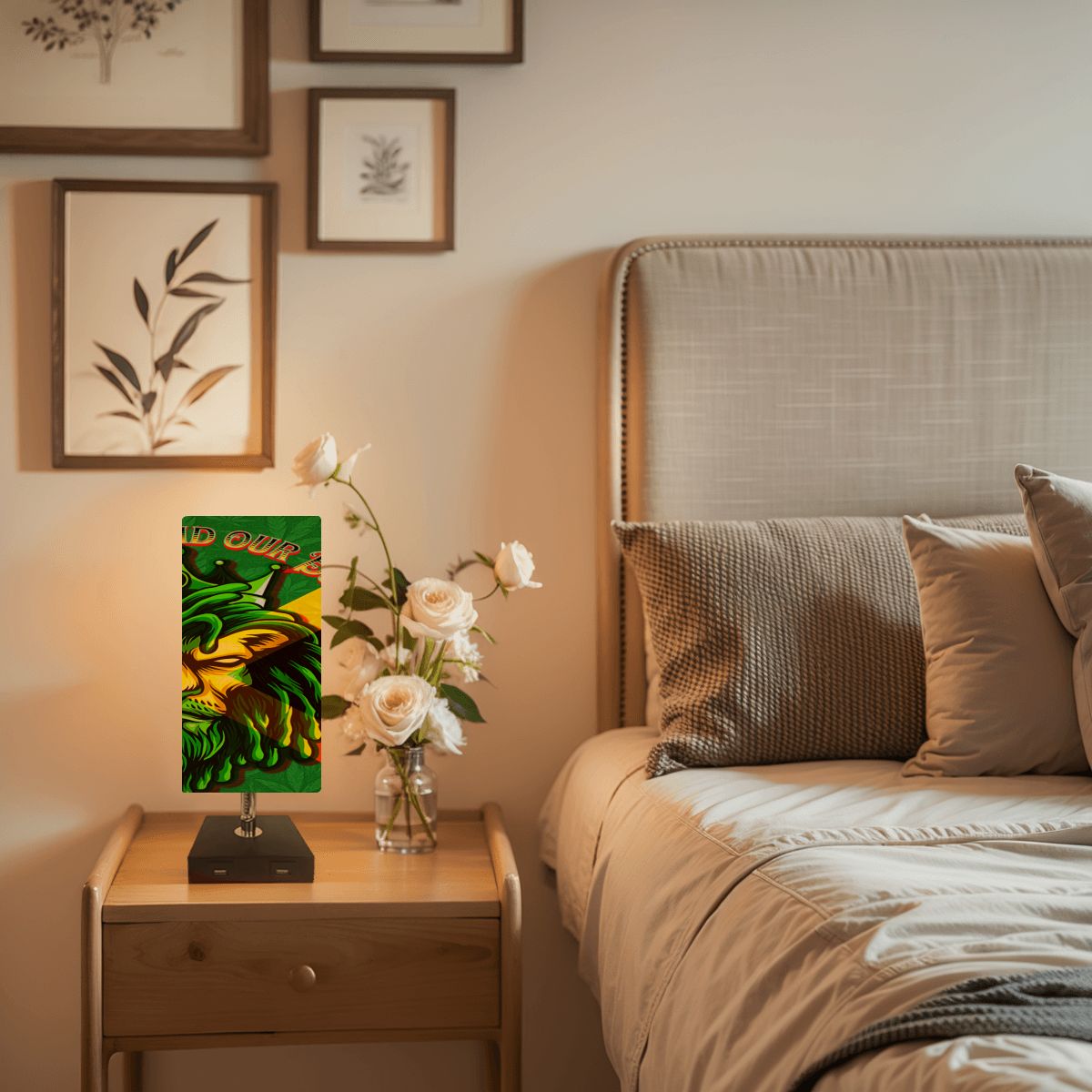 Jamaican Square Table Lamp with USB Port No Trim