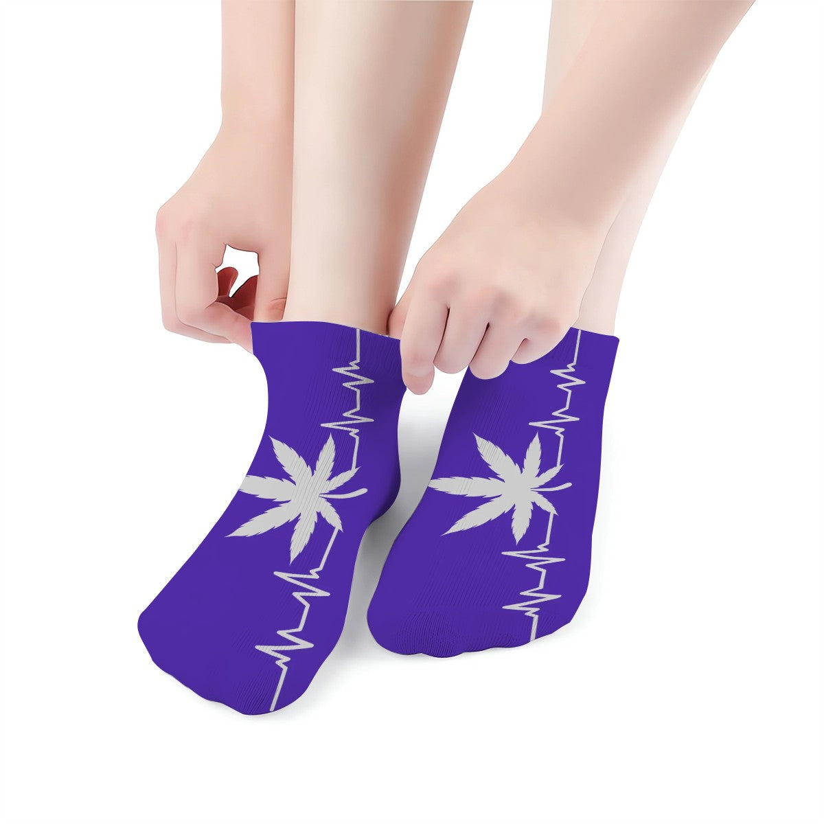 Ankle Socks Purple and White My Heart Beats