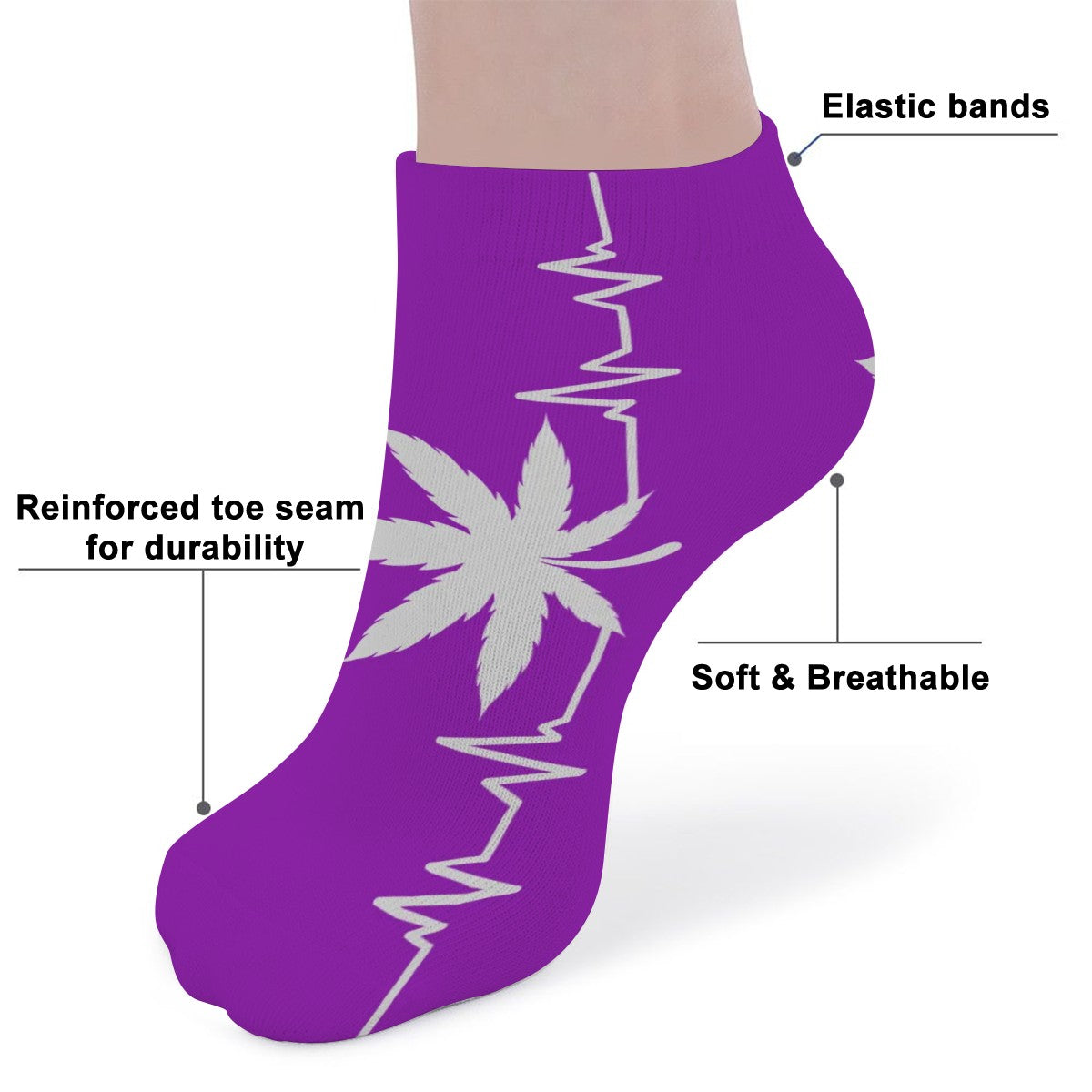 Purple My Heart Beat Ankle Socks