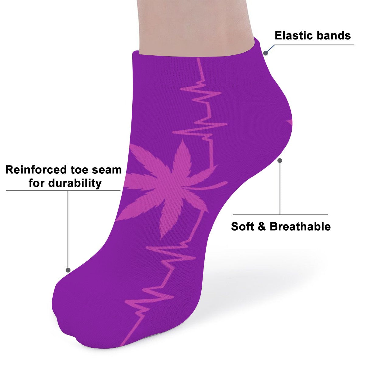Ankle Socks My Heart Beat Purple and Pink