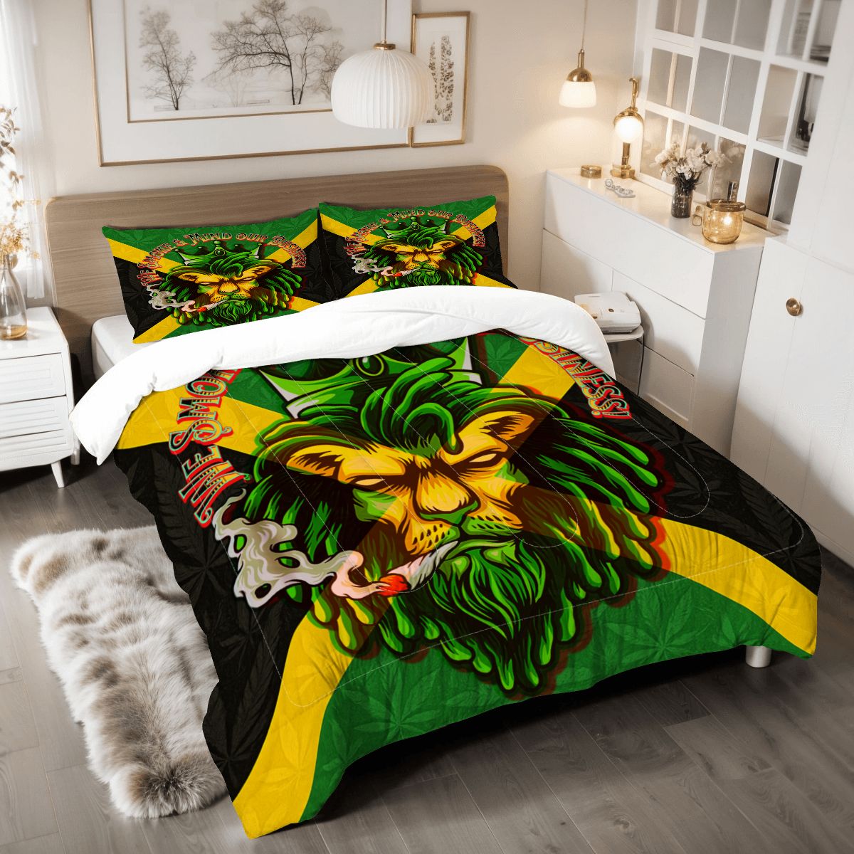 Jamaican We Mind Our Business King Comforter Set
