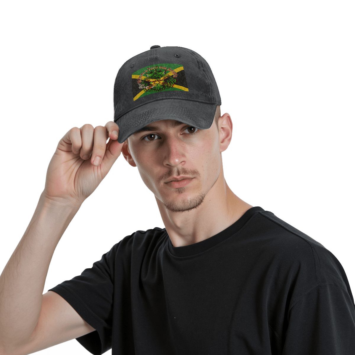 Men Jamaican I Mind My Business Unisex Washed Denim Baseball Cap