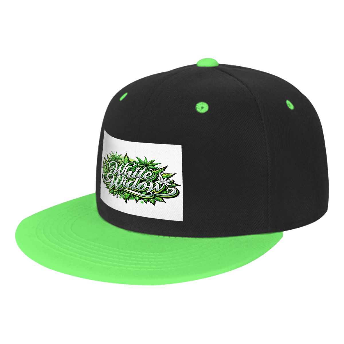 Black White Widow Flat Bill Hats Hip Hop Style Front Pattern