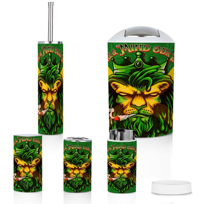 Jamaican We Mind Our Business Bathroom Accessories Set 5 Pieces - Durable Plastic Waterproof And Stain Resistant - Cannabis Creations