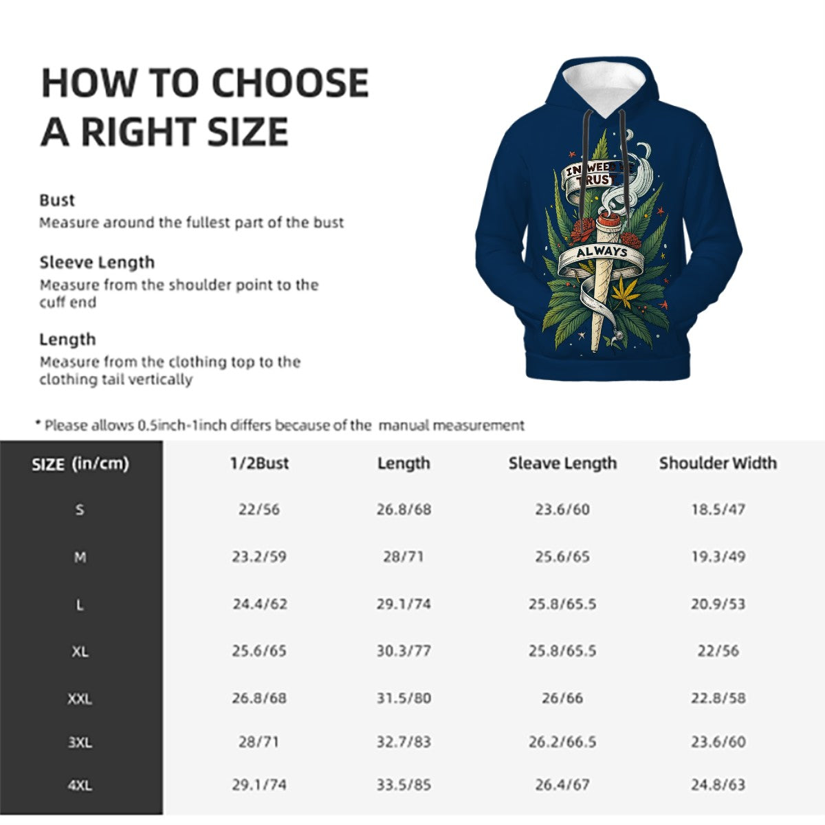 Mens Hoodie with Pockets Blue