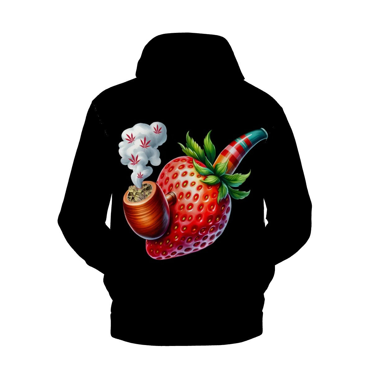 Mens Hoodie with Pockets Black Strawberry