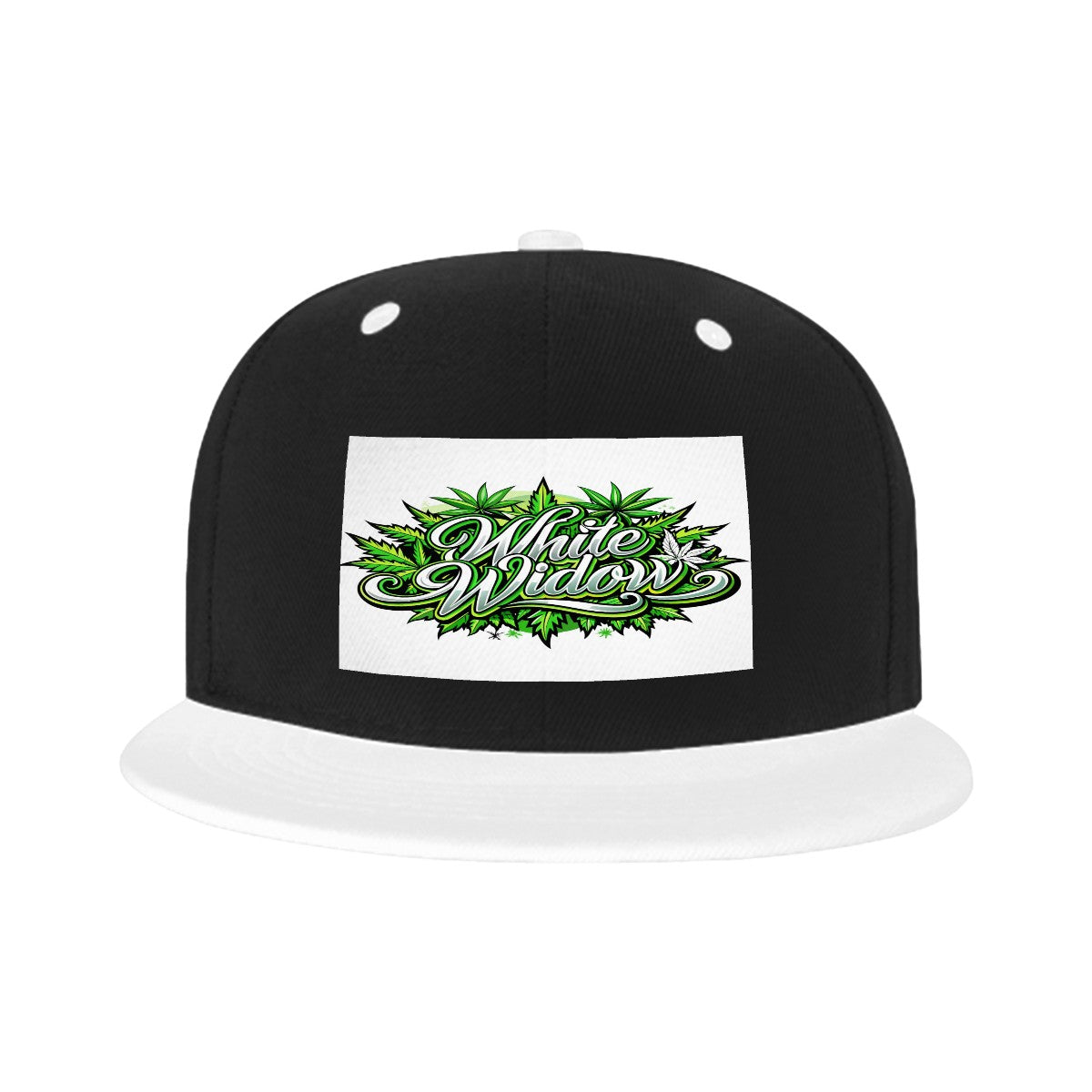 Black White Widow Flat Bill Hats Hip Hop Style Front Pattern