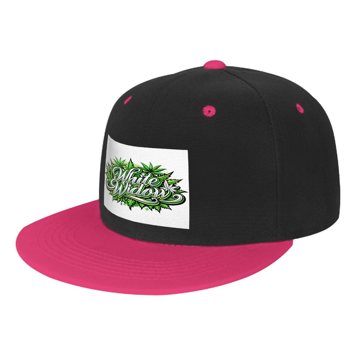 Black White Widow Flat Bill Hats Hip Hop Style Front Pattern