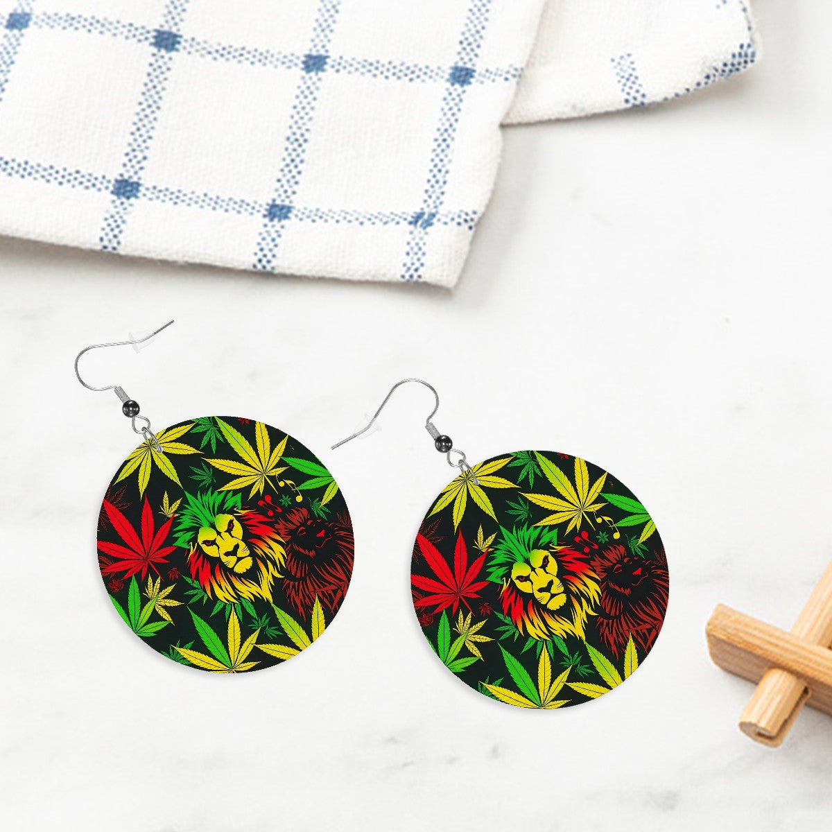 Leather Round Earrings 1 Loin of Zion