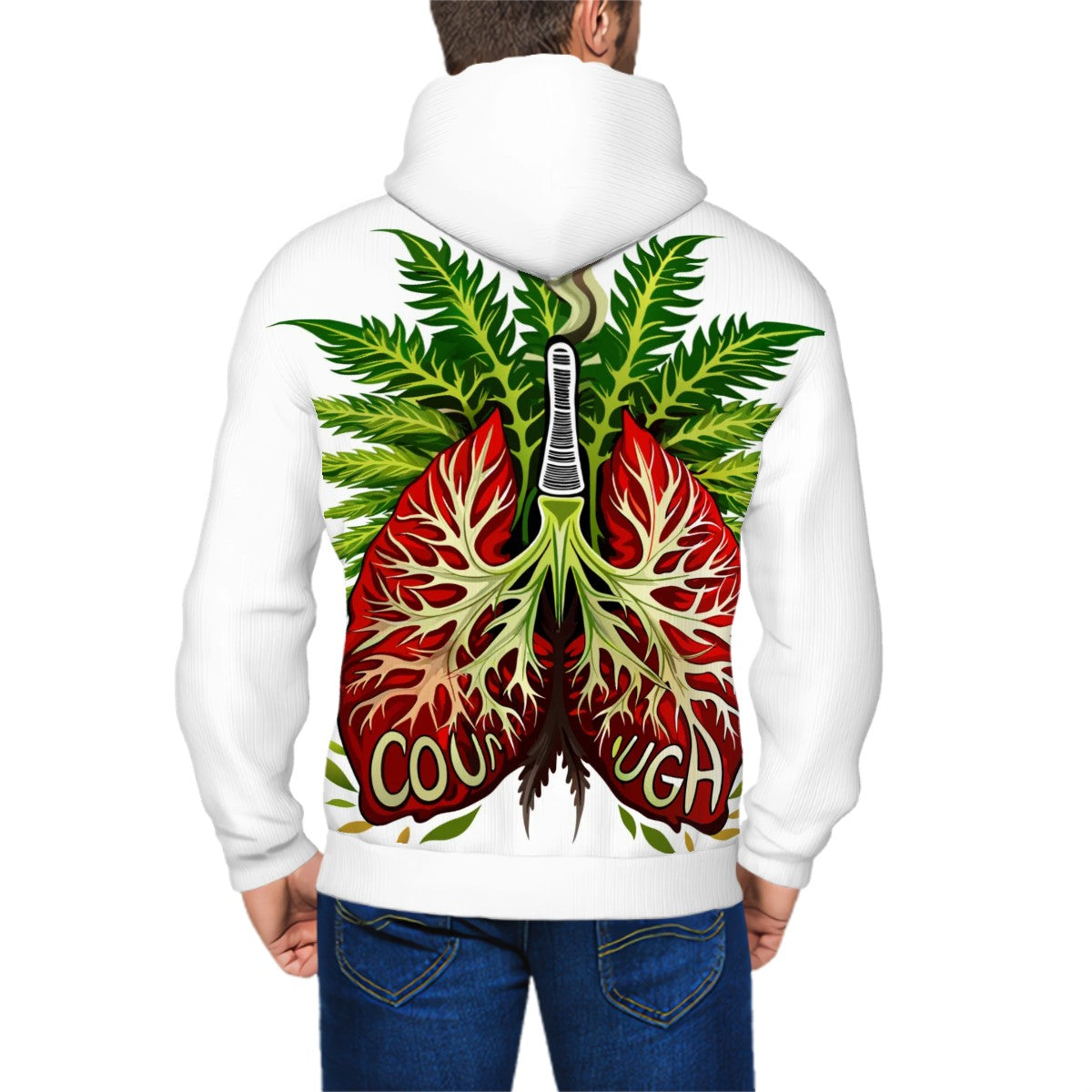 Men's Zip Up Hoodie White Lung