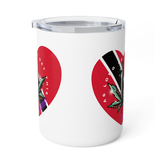 Colorful Insulated Coffee Mug - 10oz with Cannabis Heart Design
