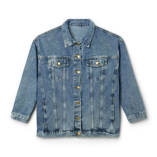 Graphic Women's Denim Jacket with Bold Character Design